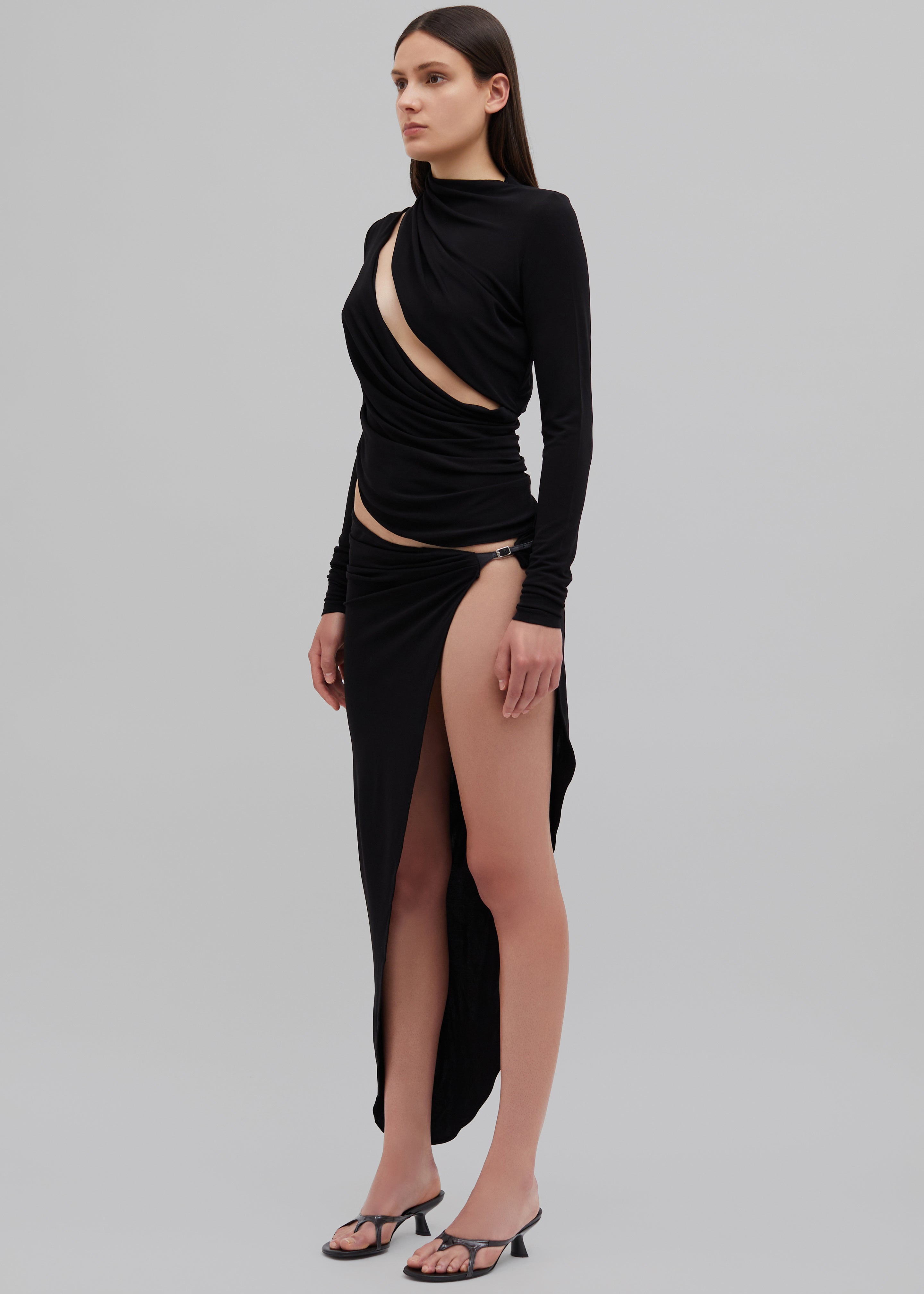 Christopher Esber Framed Drape Slice Dress - Black - 3