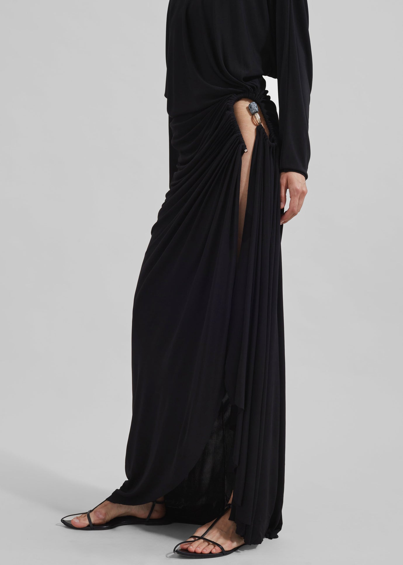 Christopher Esber Helix Crystal Stone Long Sleeve Dress - Black - 1