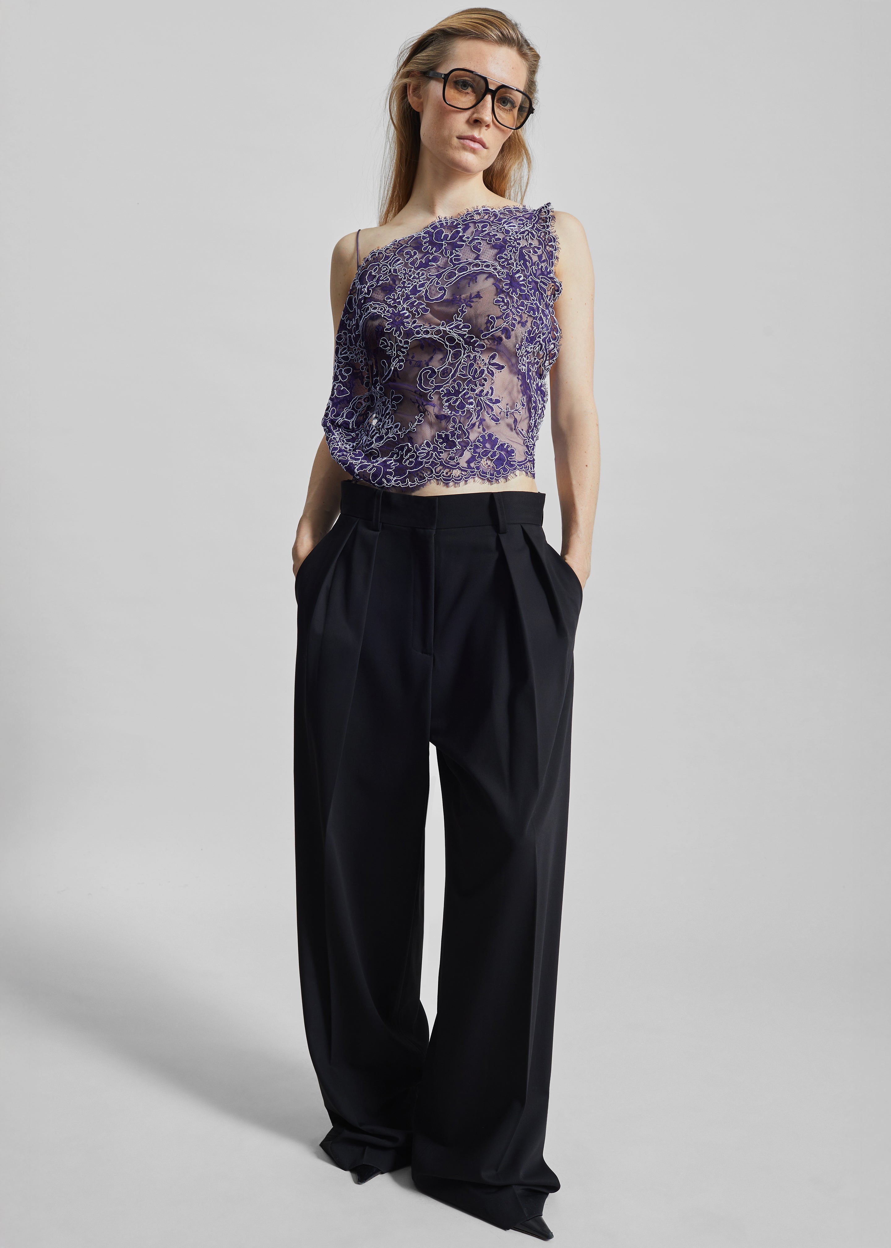 Christopher Esber Iris Floating Lace Cami - Dark Viola – The