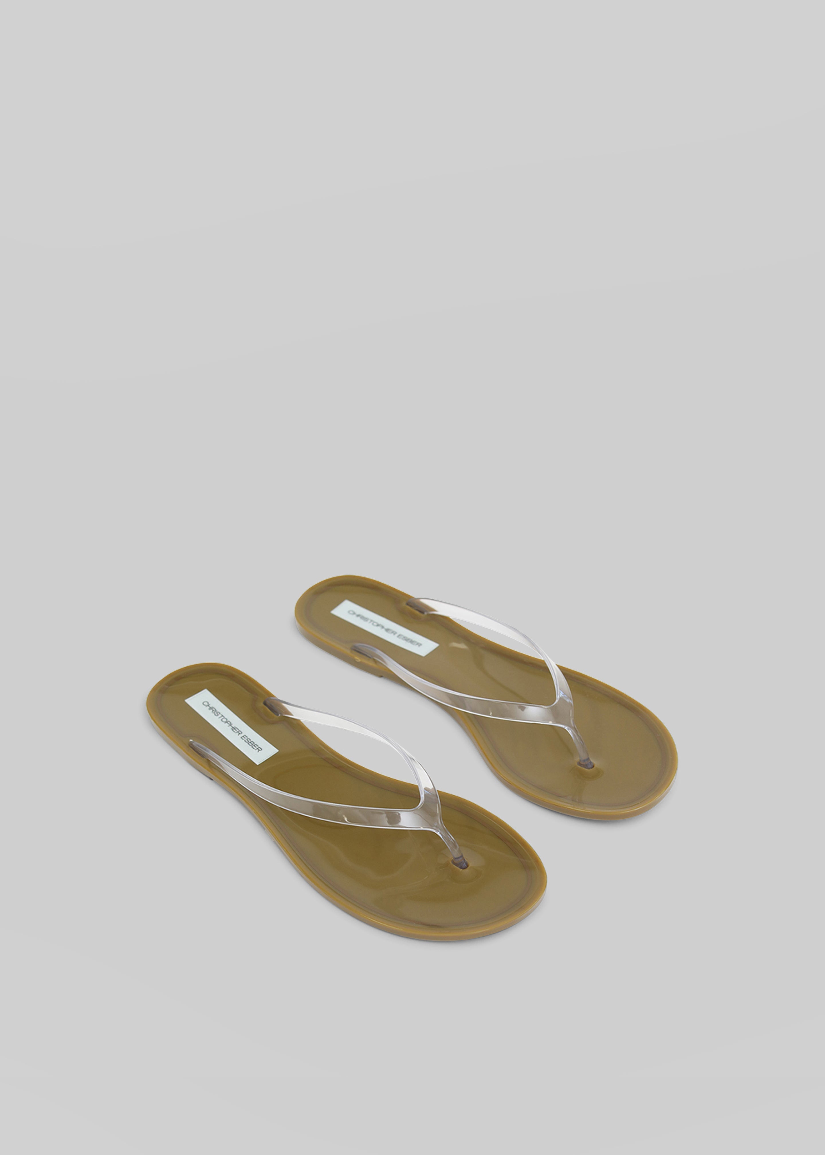 Christopher Esber Jo Flip Flops - Khaki/Clear - 1