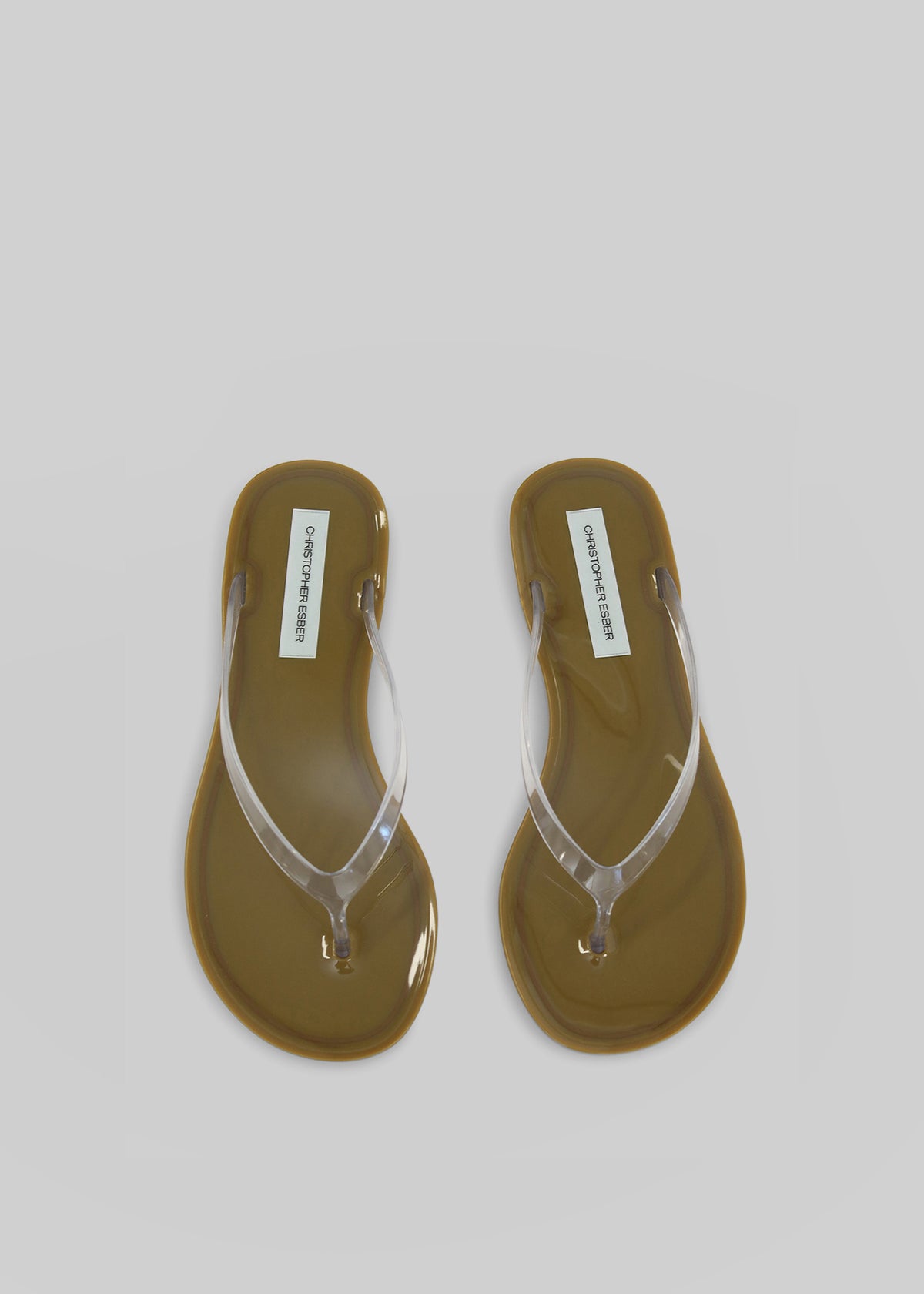 Christopher Esber Jo Flip Flops - Khaki/Clear - 3