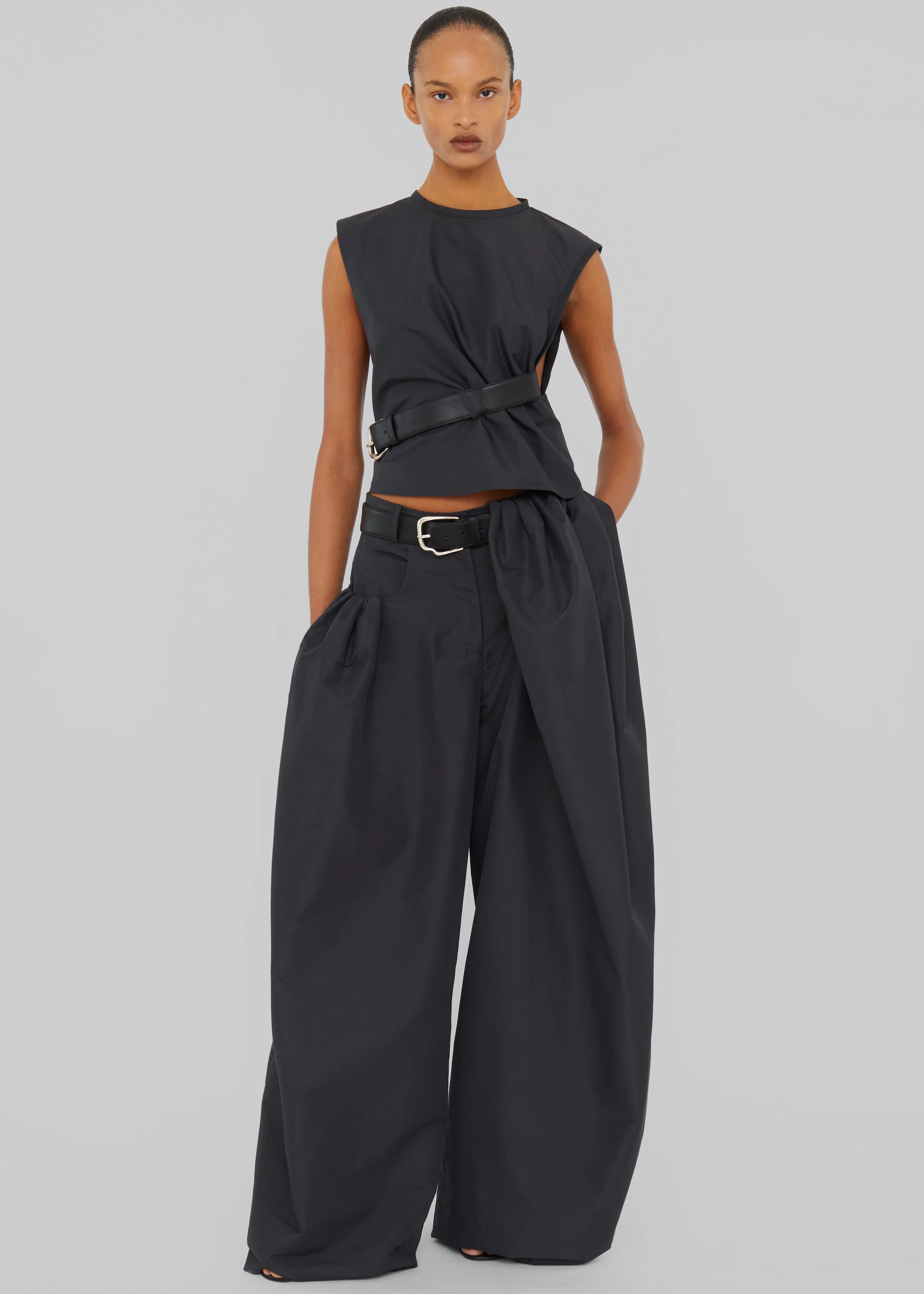 Christopher Esber Locus Belted Tafetta Tank - Carbon - 3