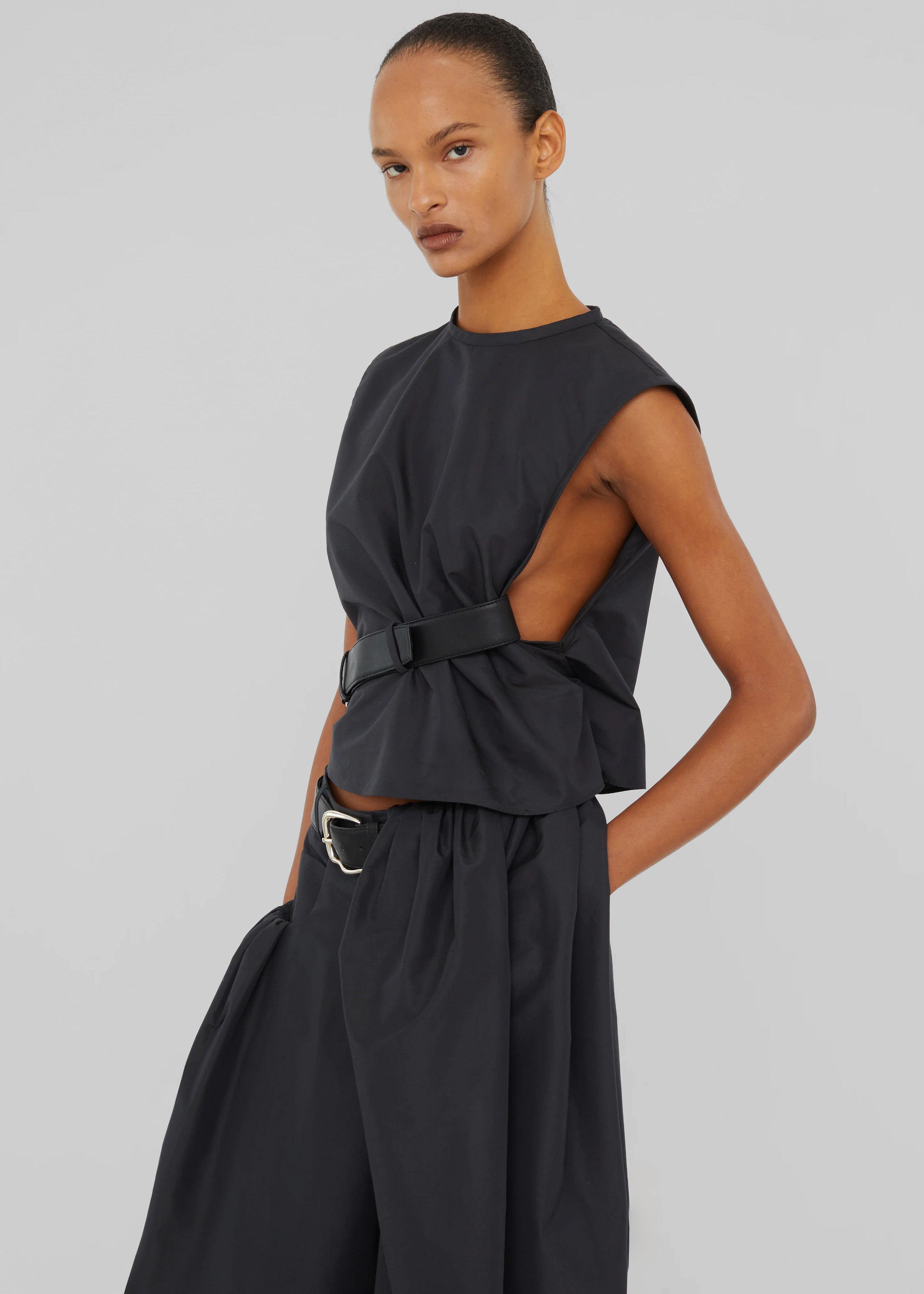 Christopher Esber Locus Belted Tafetta Tank - Carbon - 4