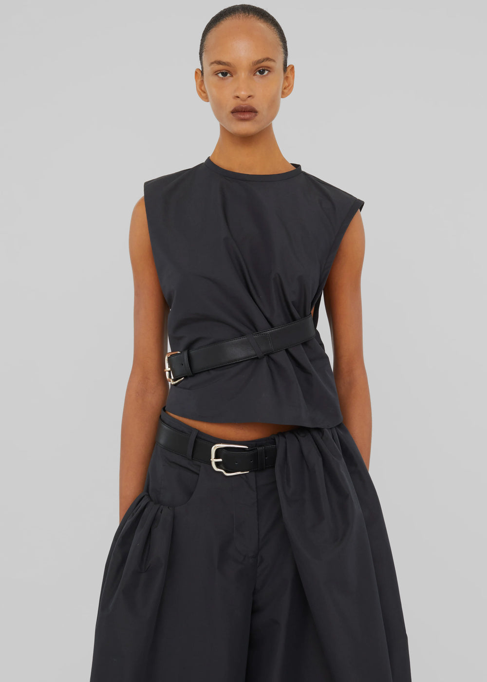 Christopher Esber Locus Belted Tafetta Tank - Carbon