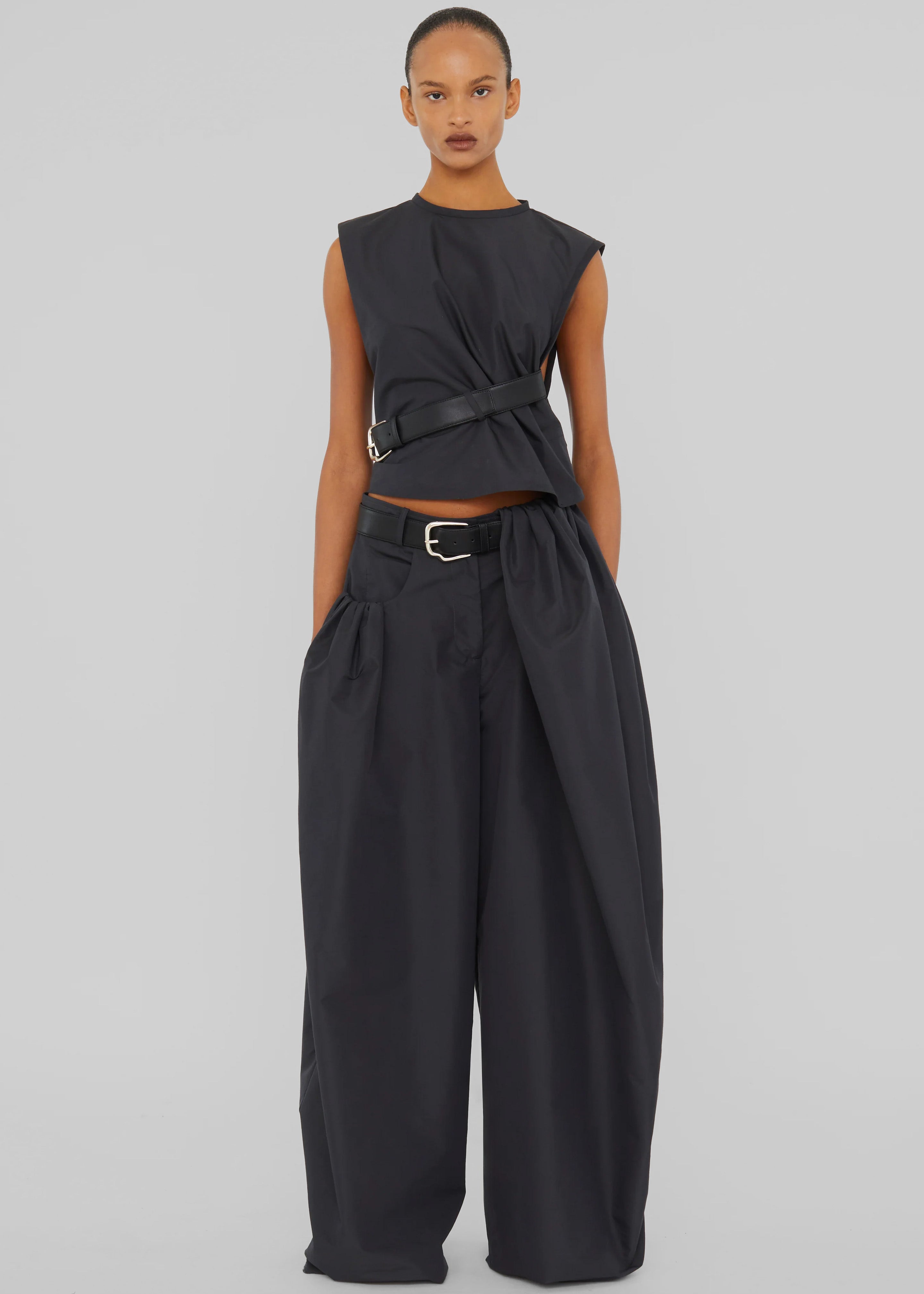 Christopher Esber Locus Belted Tafetta Tank - Carbon - 10