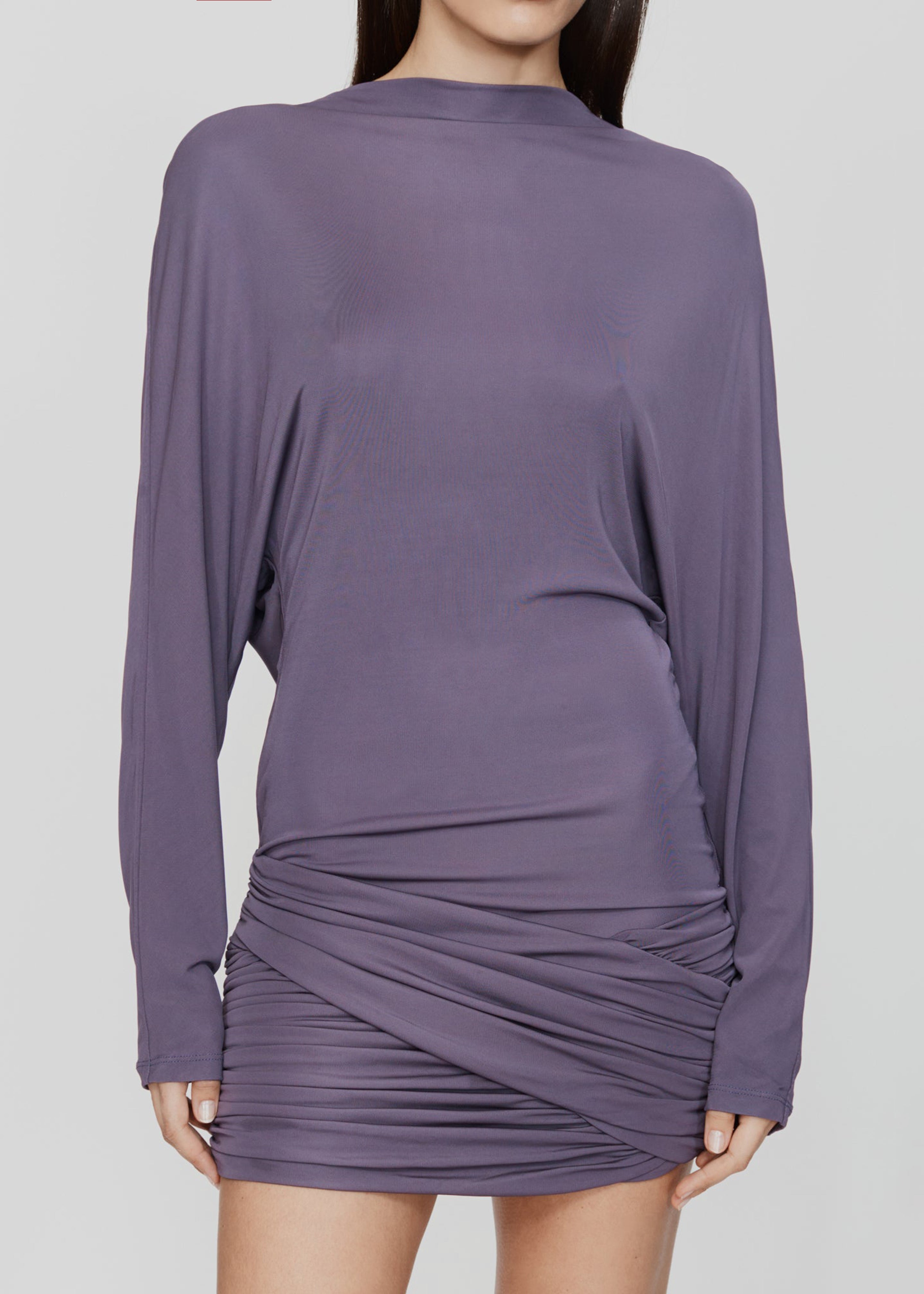 Christopher Esber Luna Draped Jersey Mini Dress - Washed Violet - 3