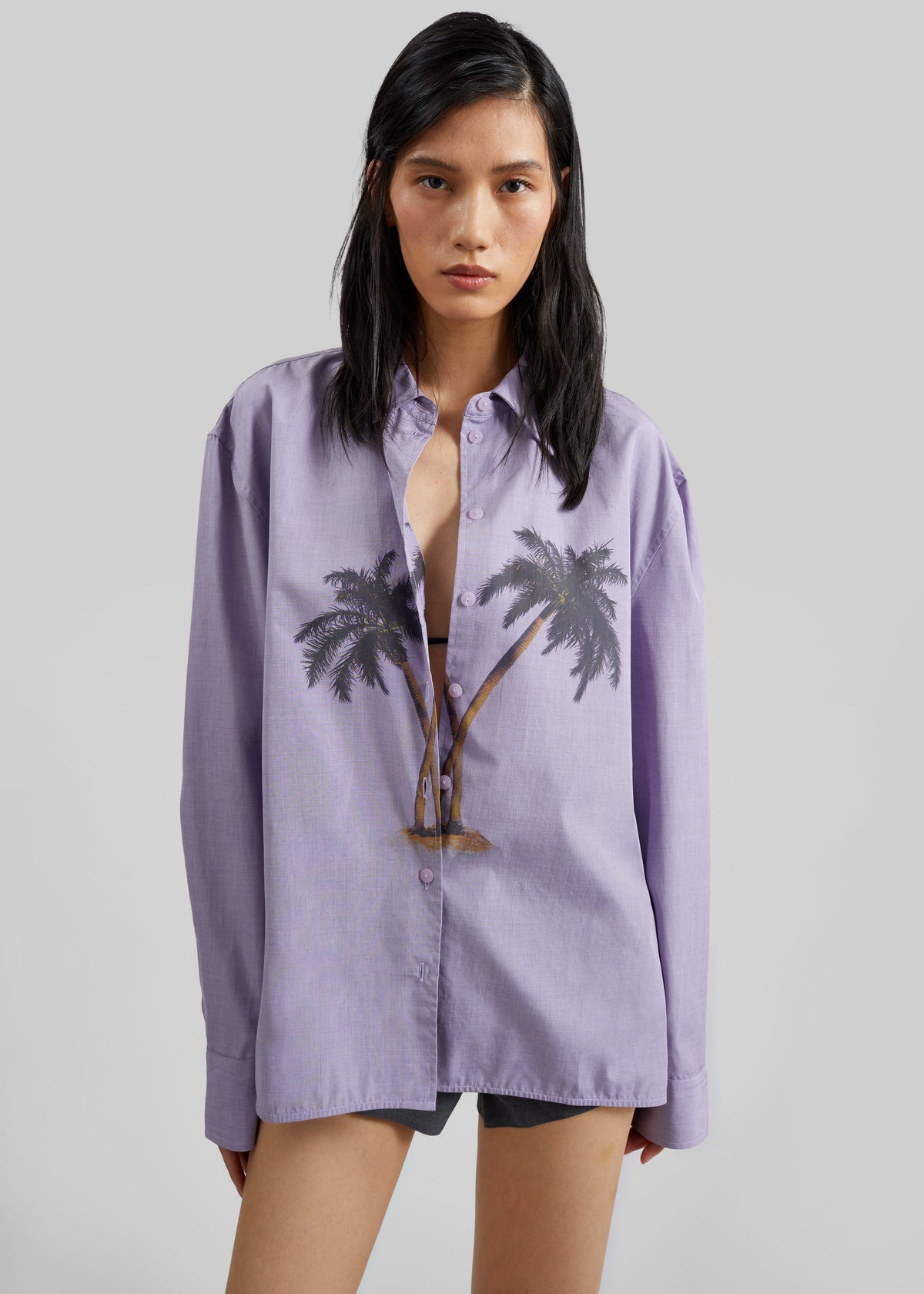 Christopher Esber Mirage Palm Shirt - Faded Lilac/Mirage Palm Print - 3