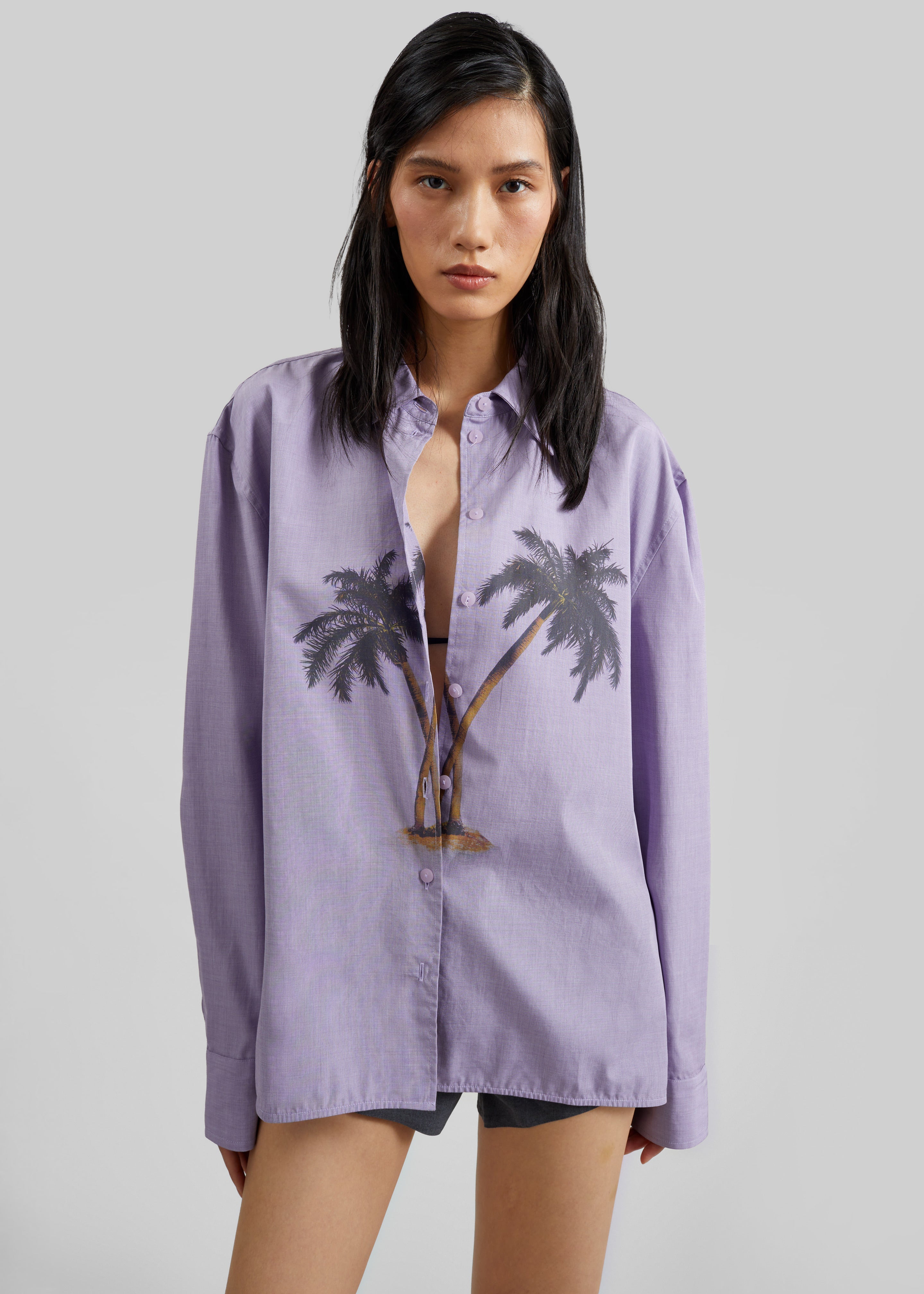 Christopher Esber Mirage Palm Shirt - Faded Lilac/Mirage Palm Print - 3