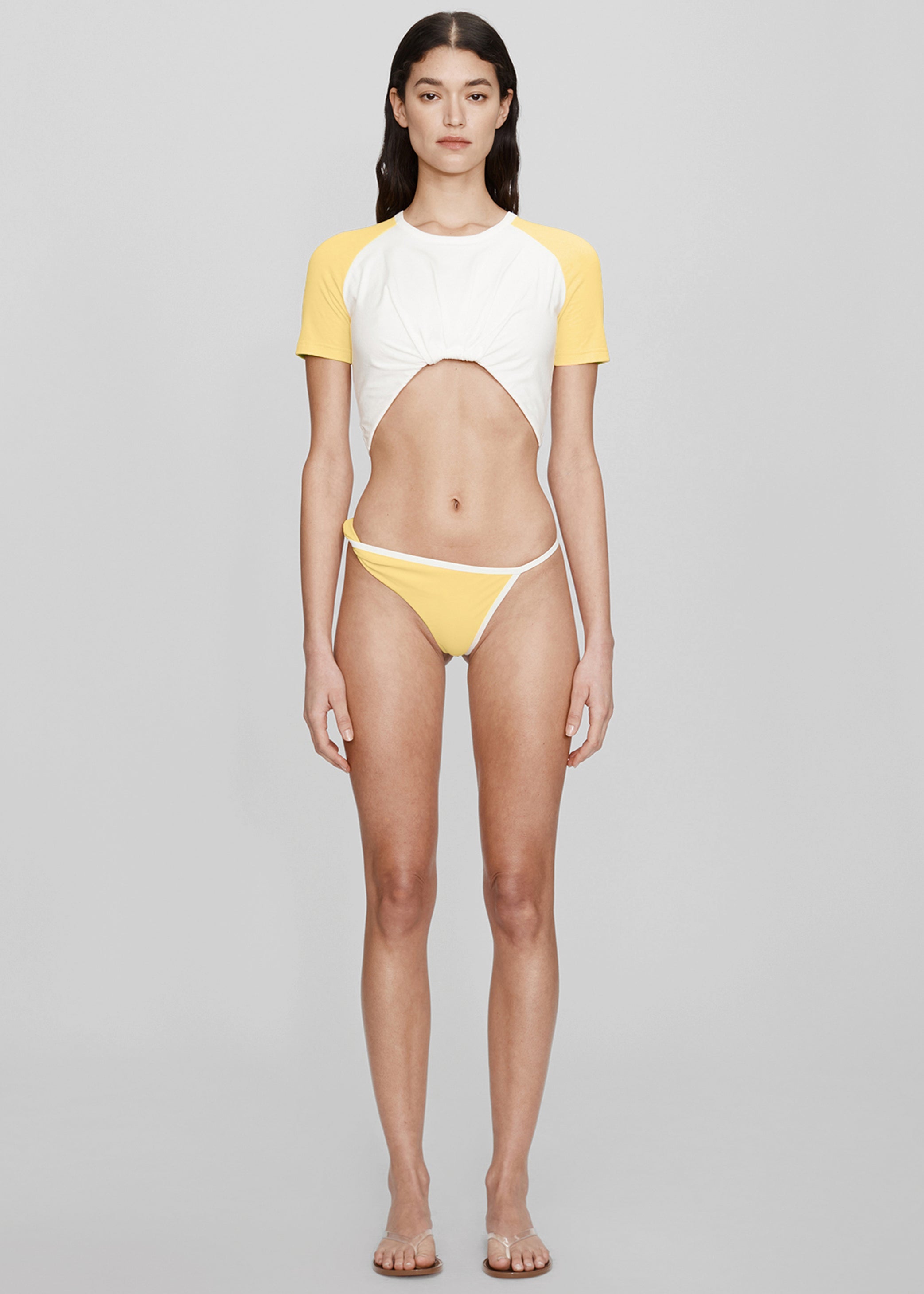 Shop the look image for Christopher Esber Onda Twisted High Brief - Zest/White