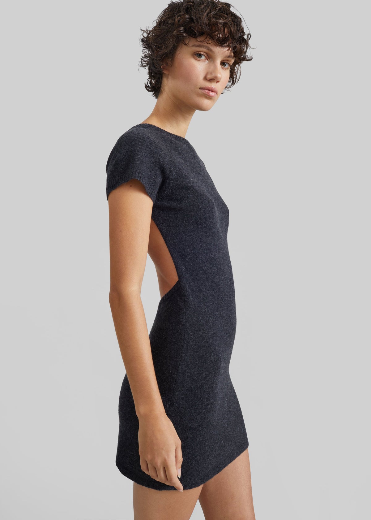 Christopher Esber mini-robe Rae en cachemire - Gris anthracite
