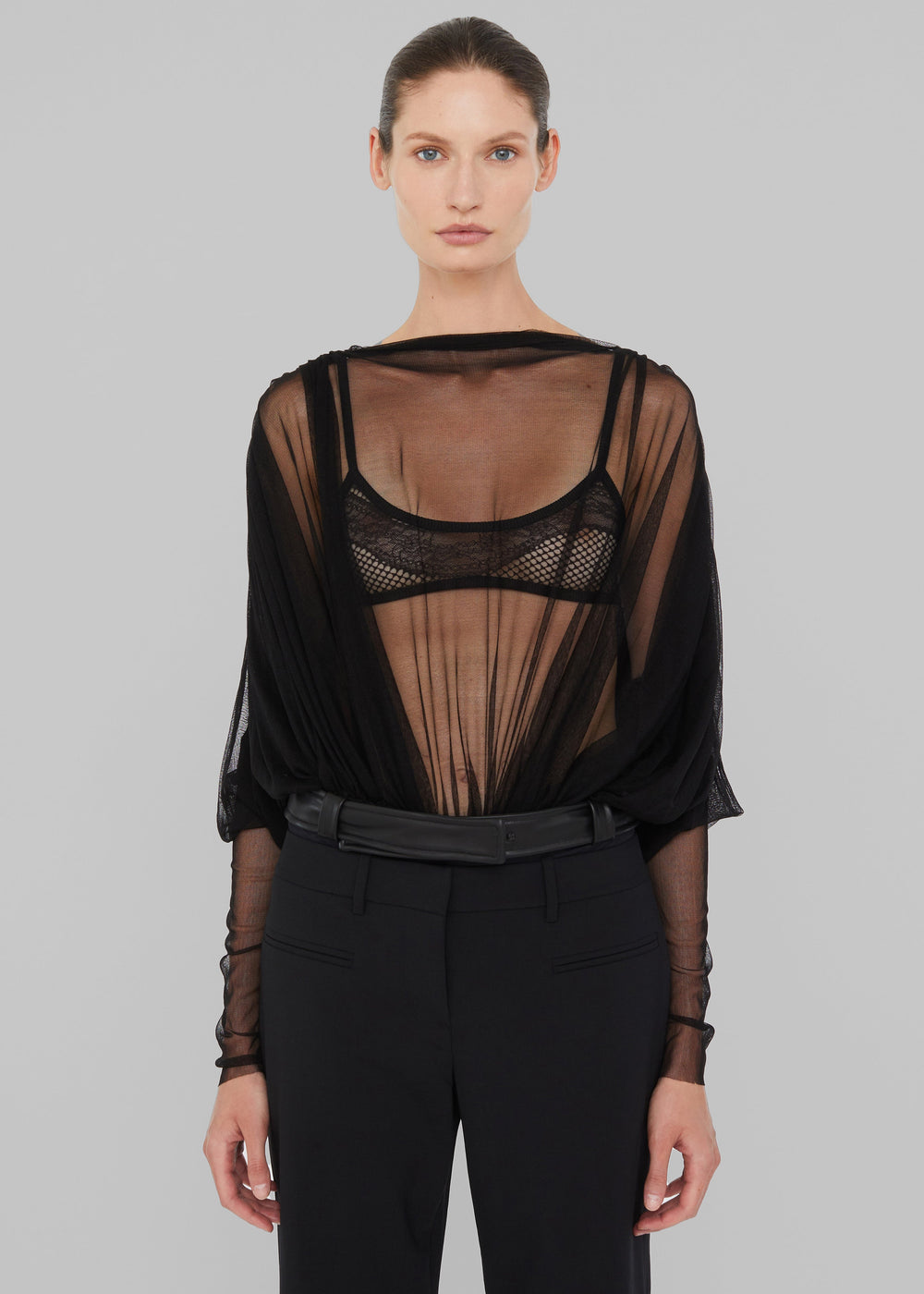 Christopher Esber Ripple Tulle Circular Bodysuit - Black - 1