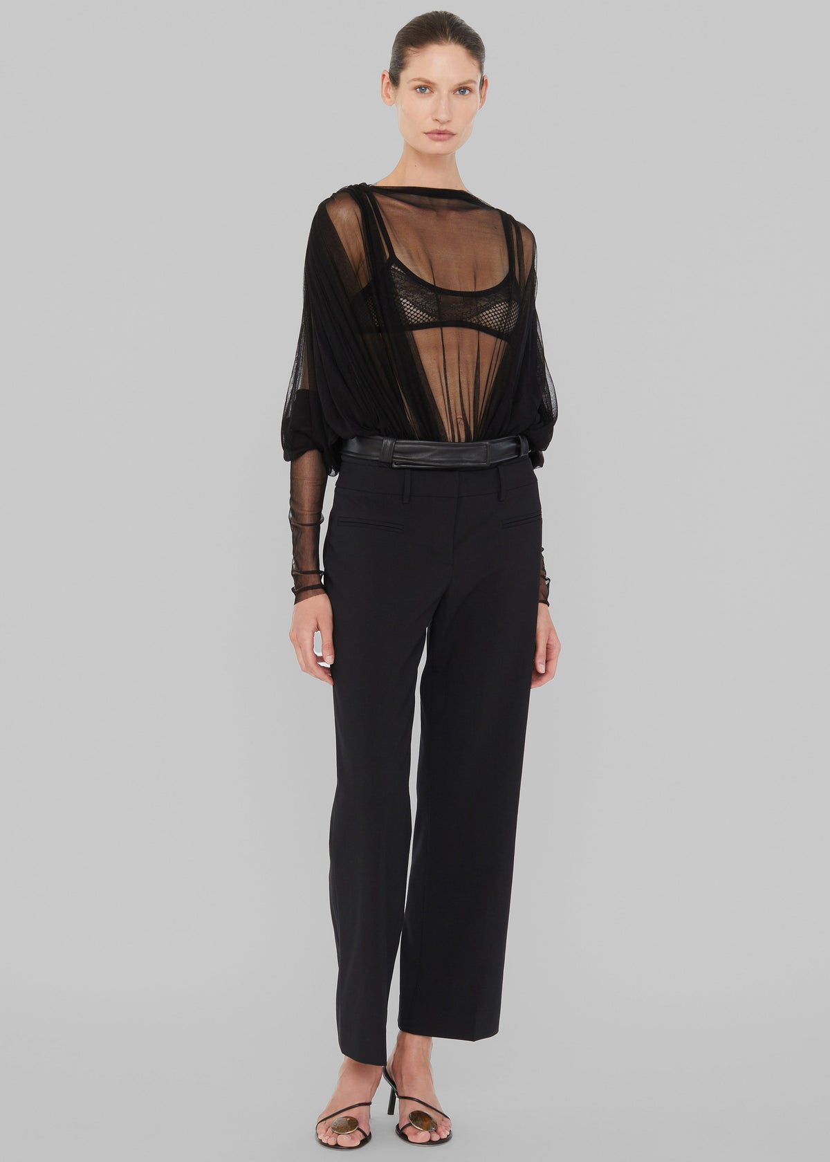Christopher Esber Ripple Tulle Circular Bodysuit - Black - 3
