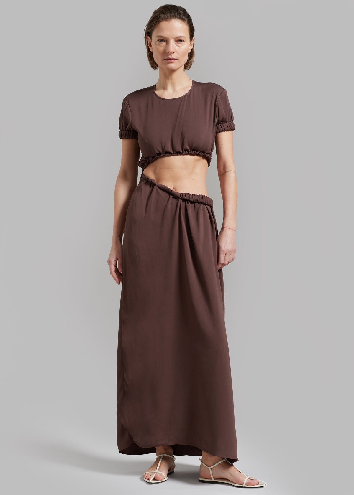 Christopher Esber Roll Sleeve Tee Dress - Chocolate - 1