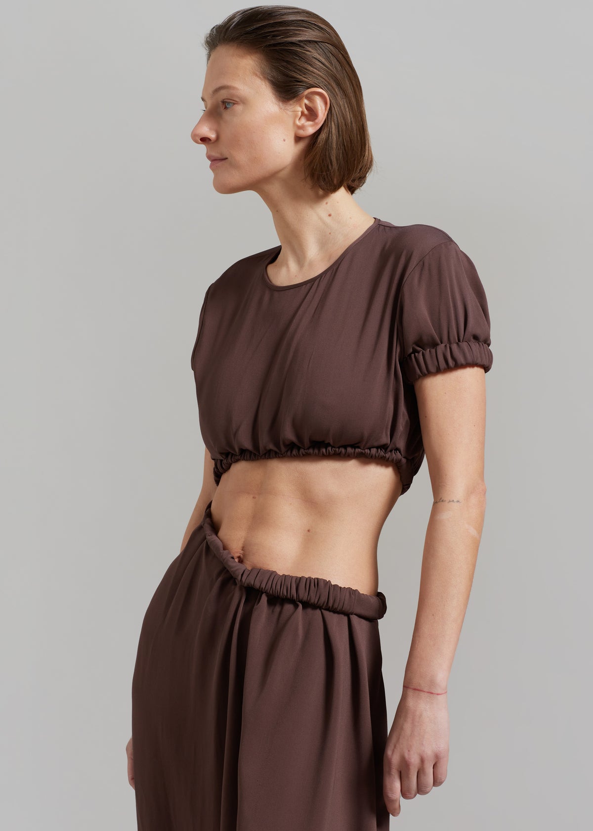 Christopher Esber Roll Sleeve Tee Dress - Chocolate - 6