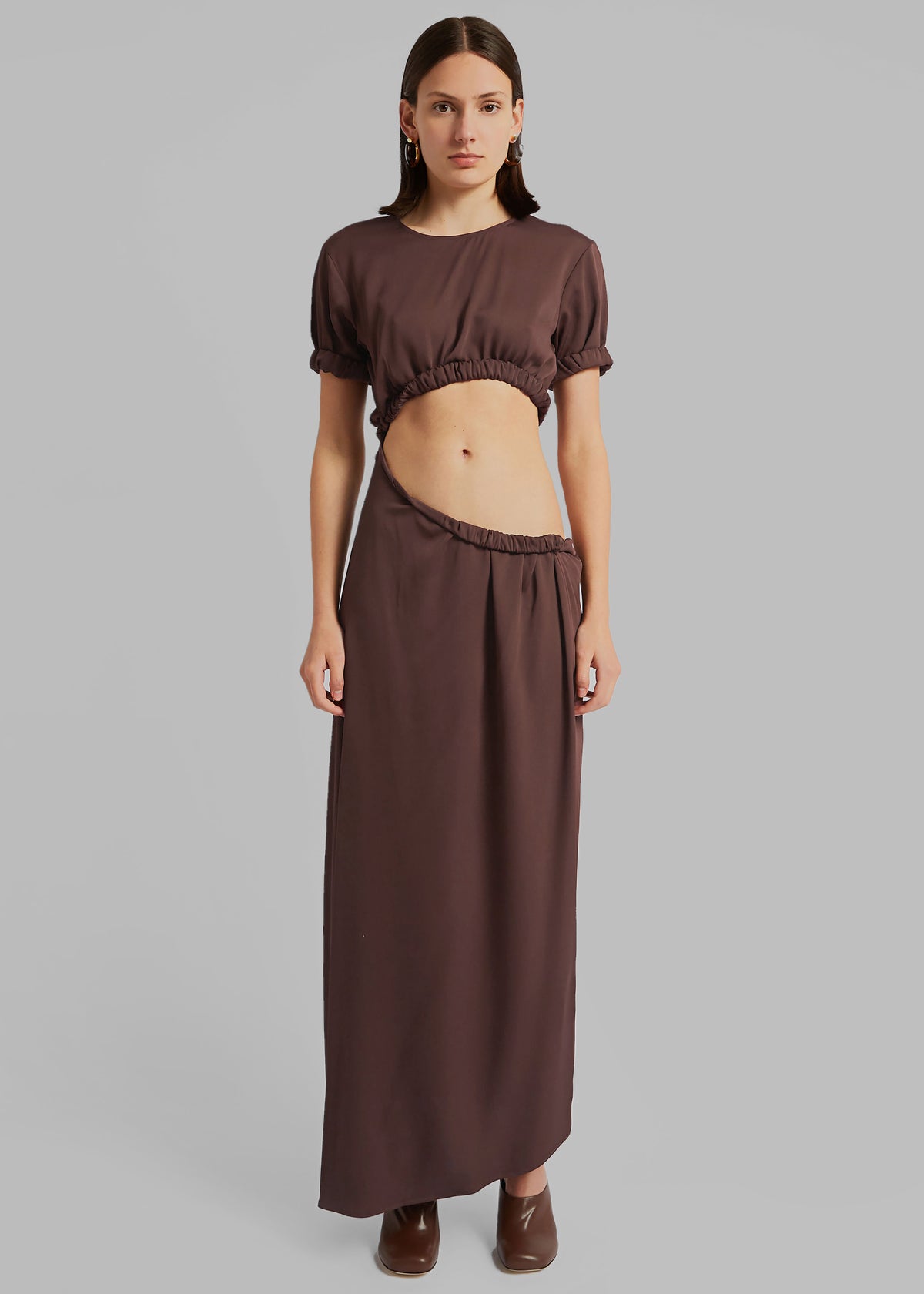 Christopher Esber Roll Sleeve Tee Dress - Chocolate - 4