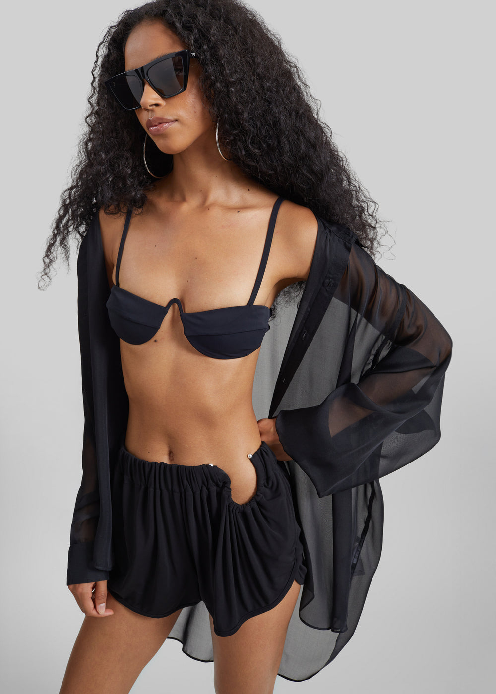 Christopher Esber Ruched Crescent Jersey Boxer Short - Black