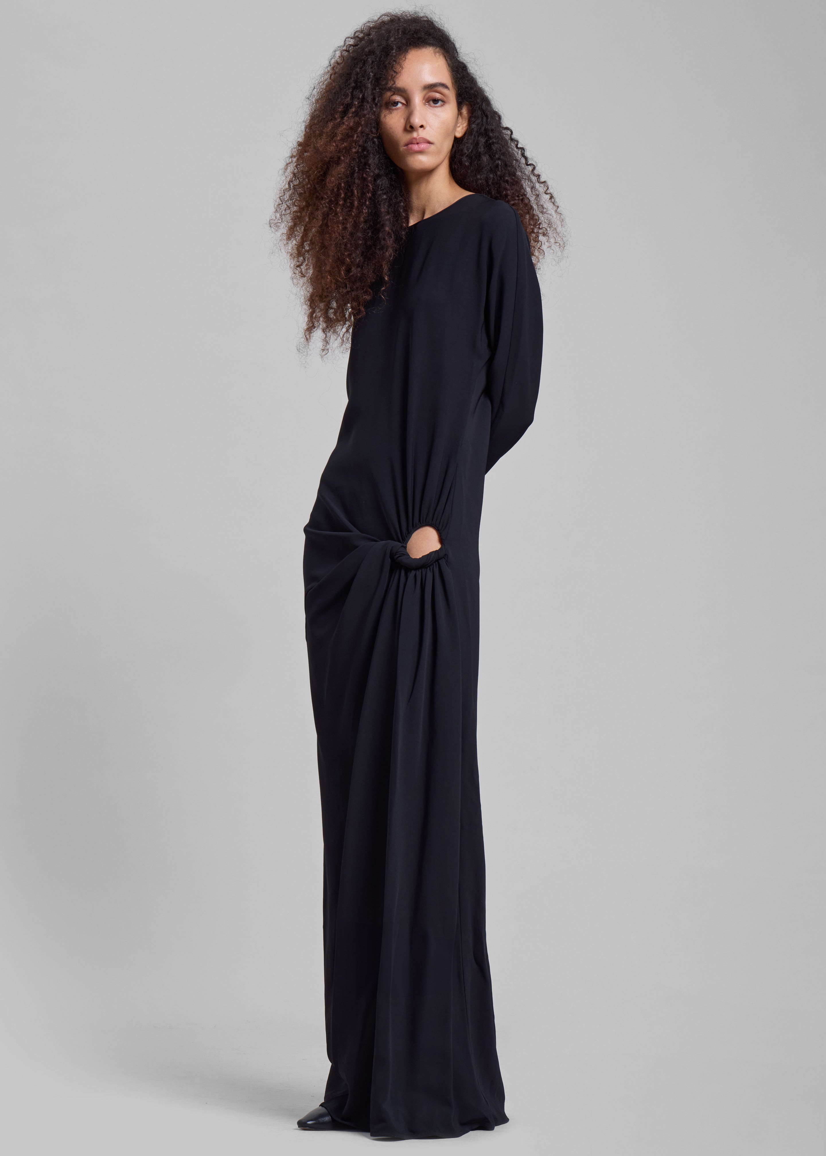 Christopher Esber Ruched Twisted Long Sleeve Dress - Black - 1