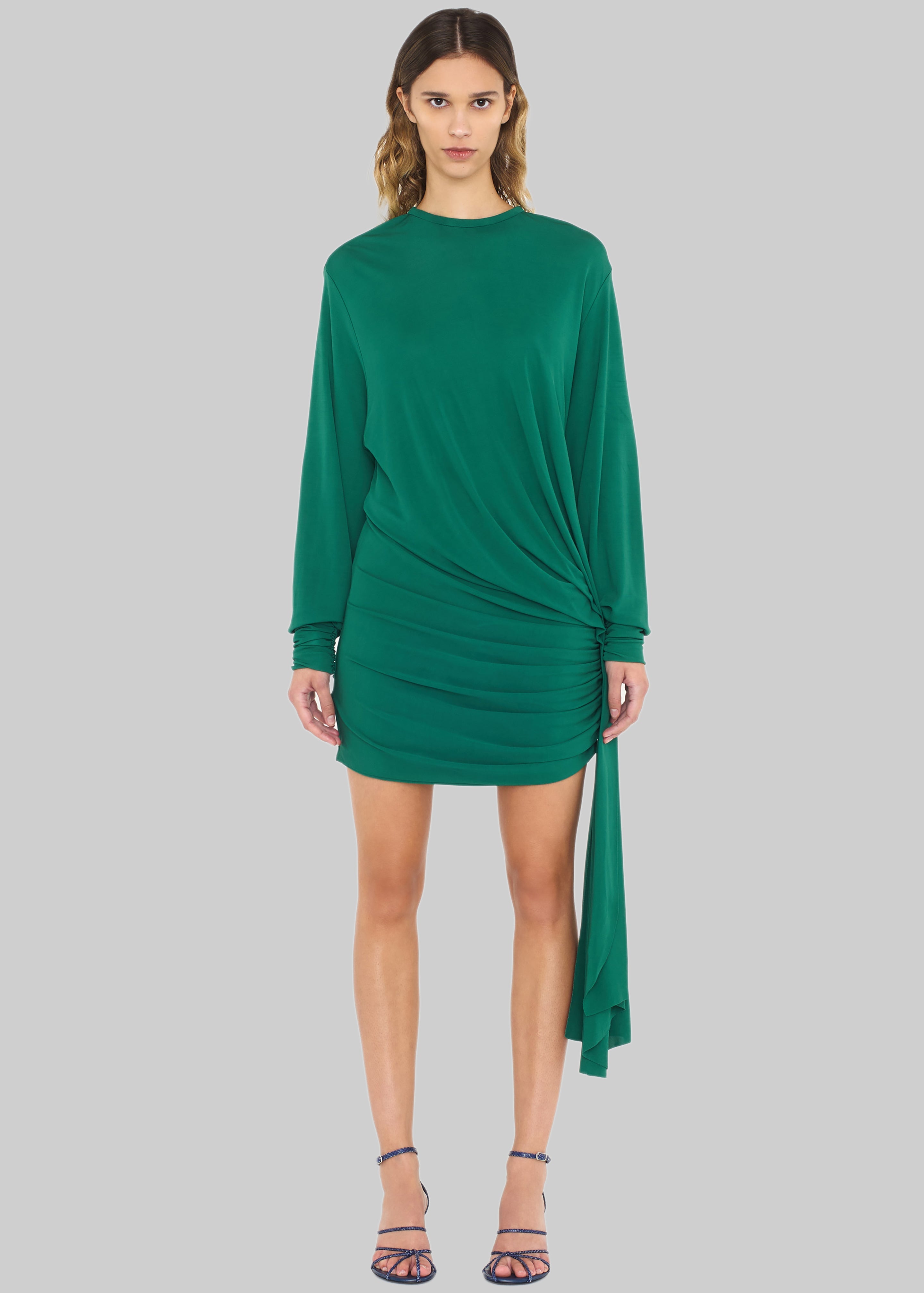 Christopher Esber Side Cowl Drape Extension Dress - Evergreen - 3