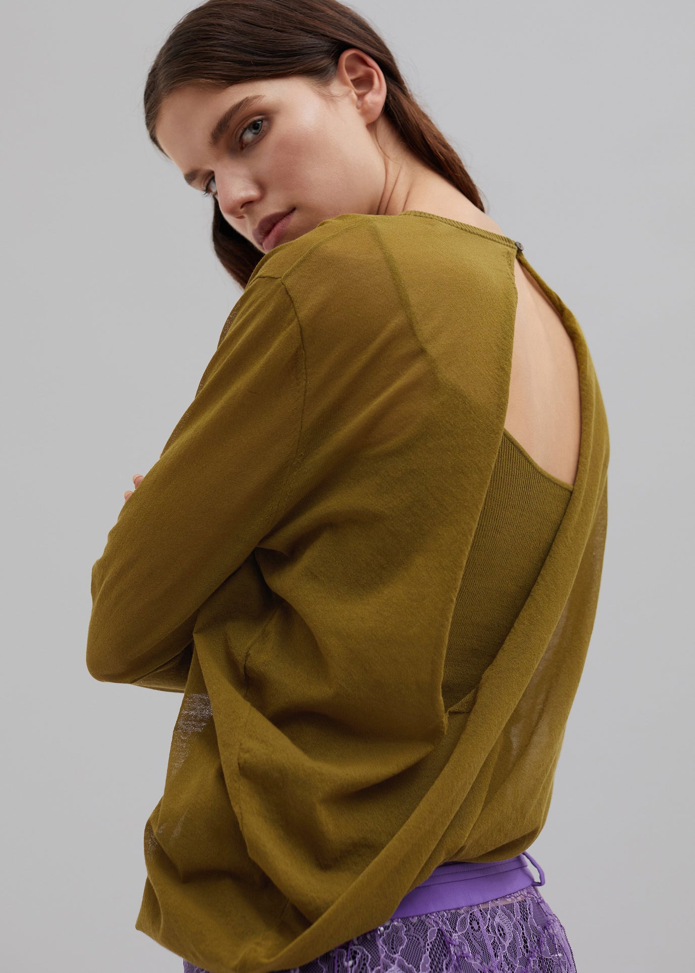 Christopher Esber Slide Long Sleeve Top - Olive - 1