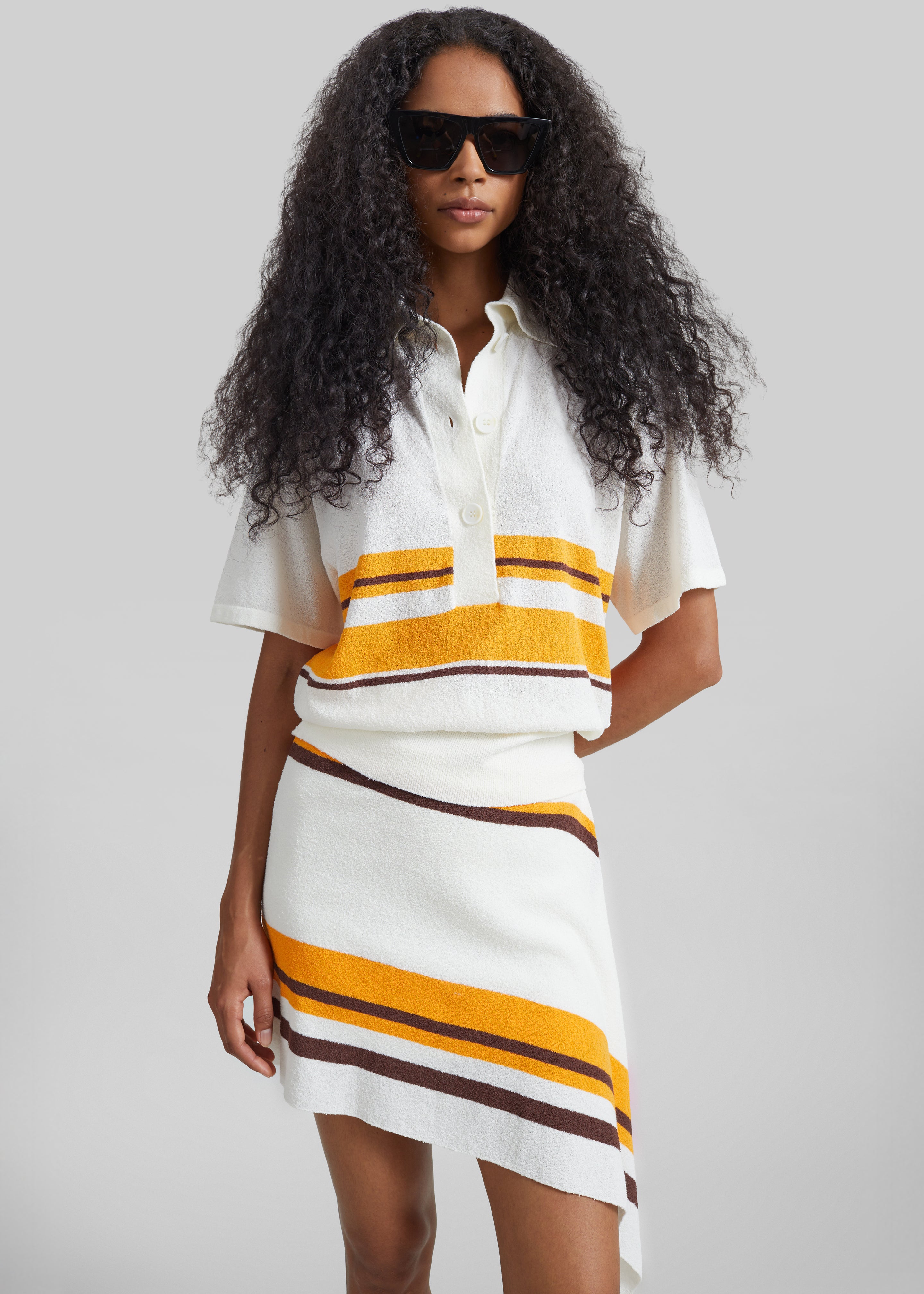 Christopher Esber Straccio Knitted Extension Drape Mini Skirt - Solaris Stripe - 6