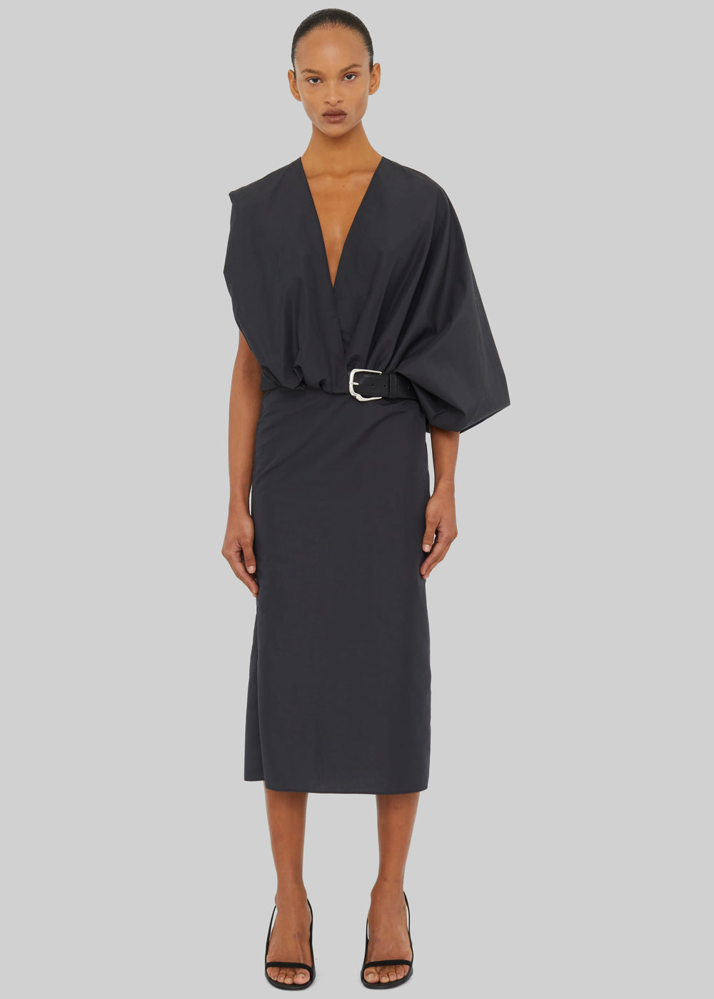 Christopher Esber Swaddled Belted Taffeta Dress - Carbon