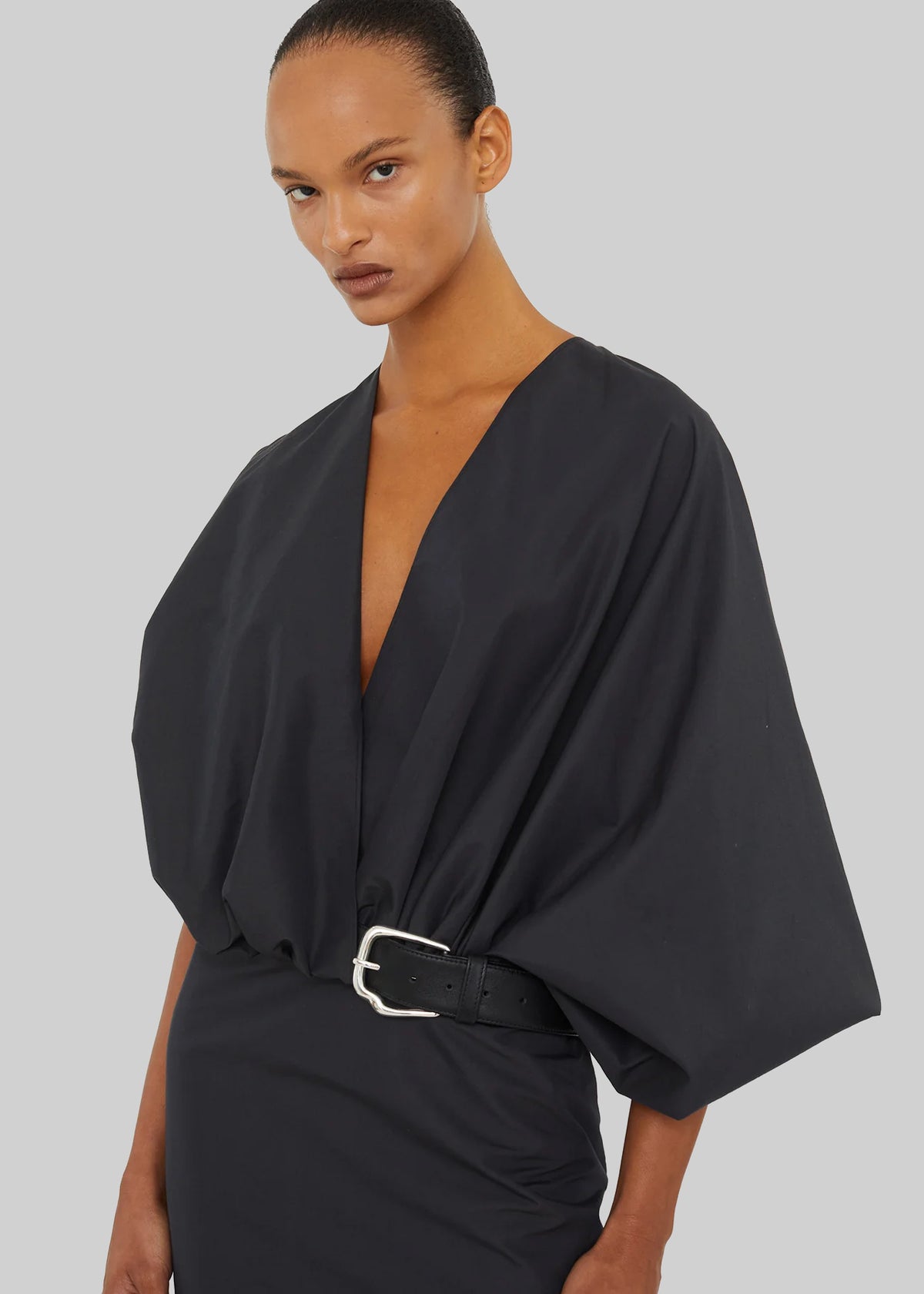 Christopher Esber Swaddled Belted Taffeta Dress - Carbon - 2