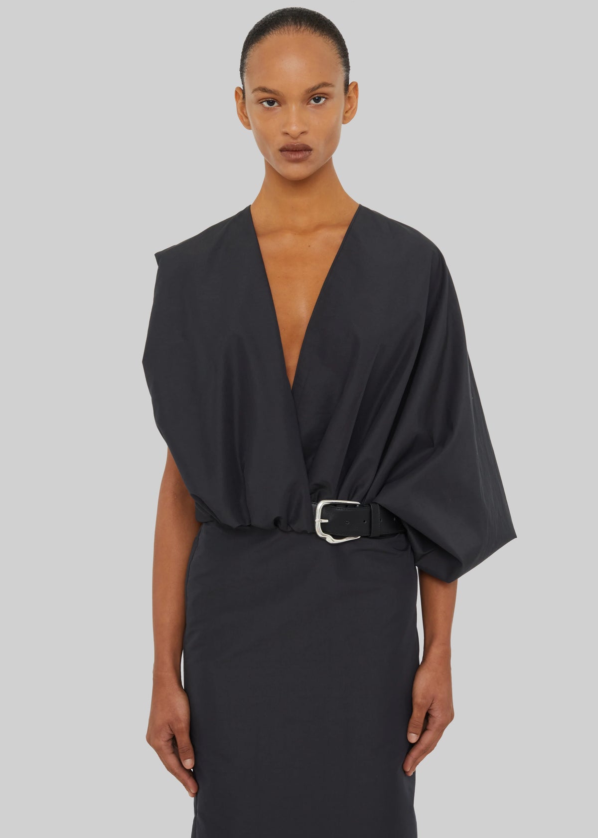 Christopher Esber Swaddled Belted Taffeta Dress - Carbon - 4