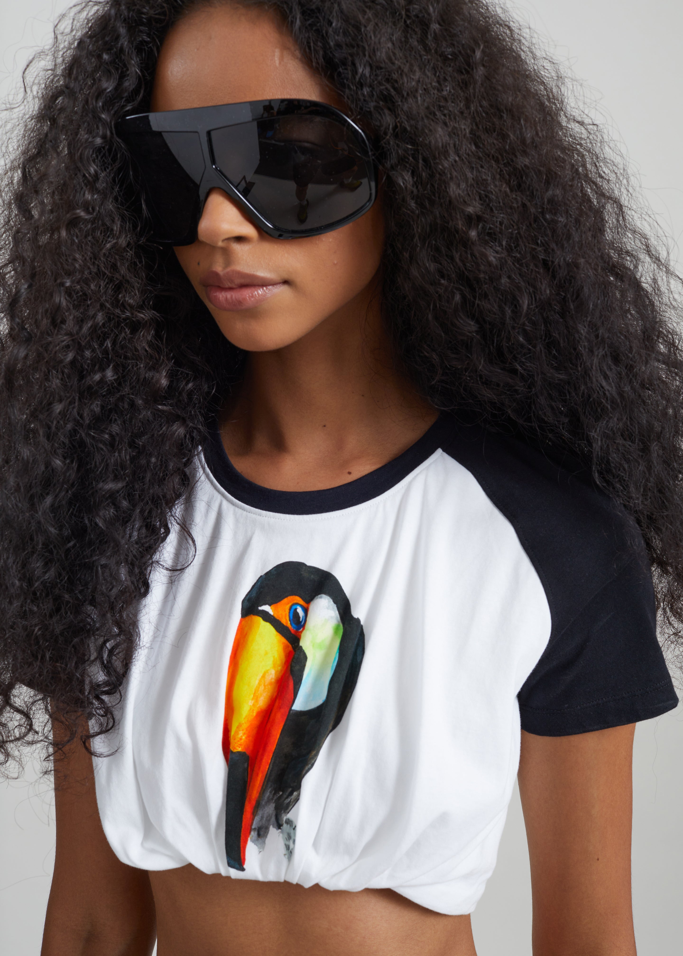 Christopher Esber Tucked Cropped Tee - Toucan Print - 2
