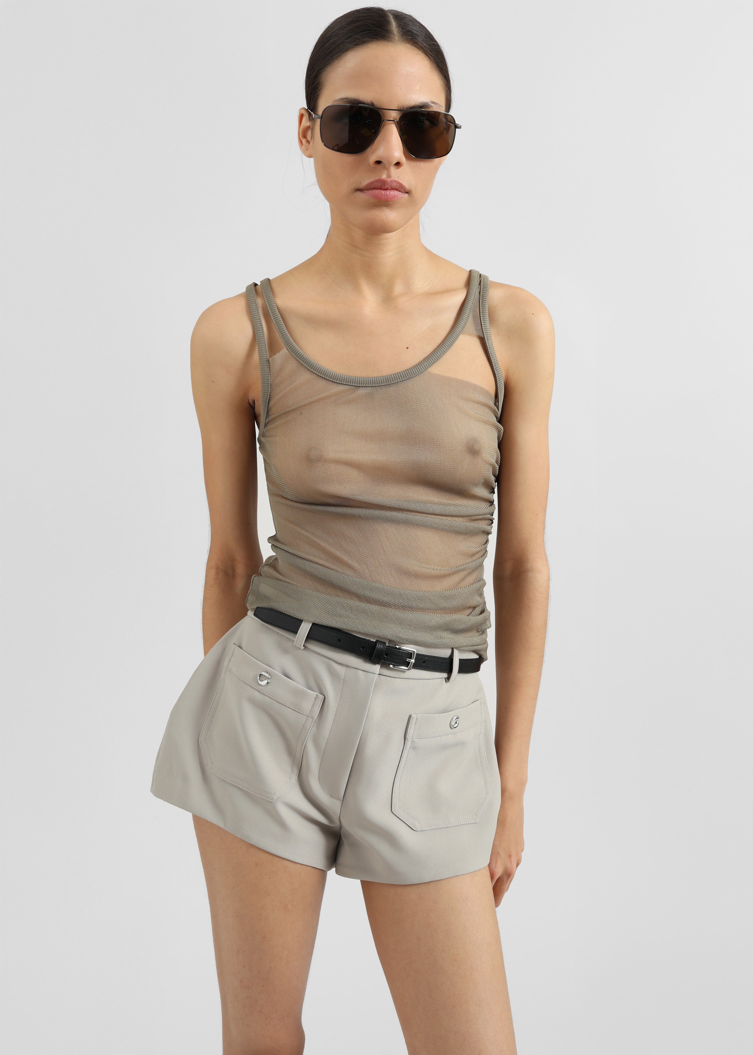 Christopher Esber Vacant Tulle Tank - Eucalypt - 3