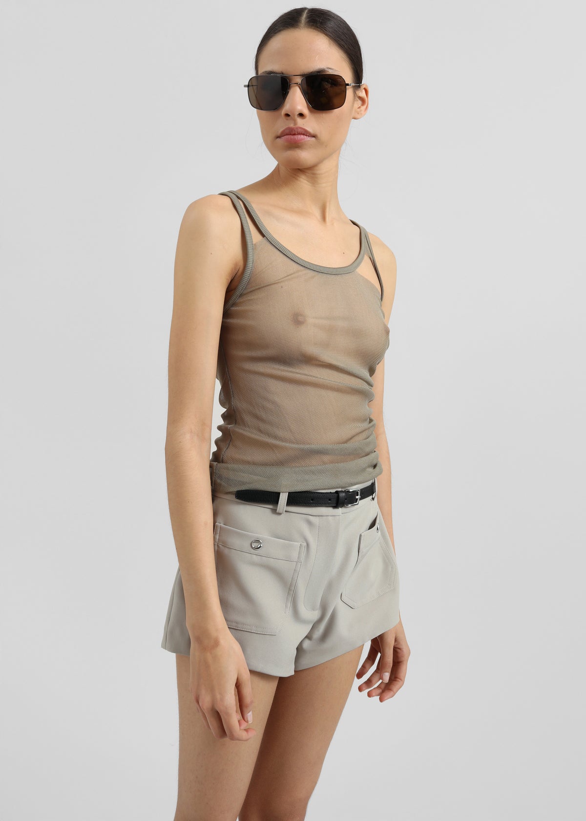 Christopher Esber Vacant Tulle Tank - Eucalypt - 4