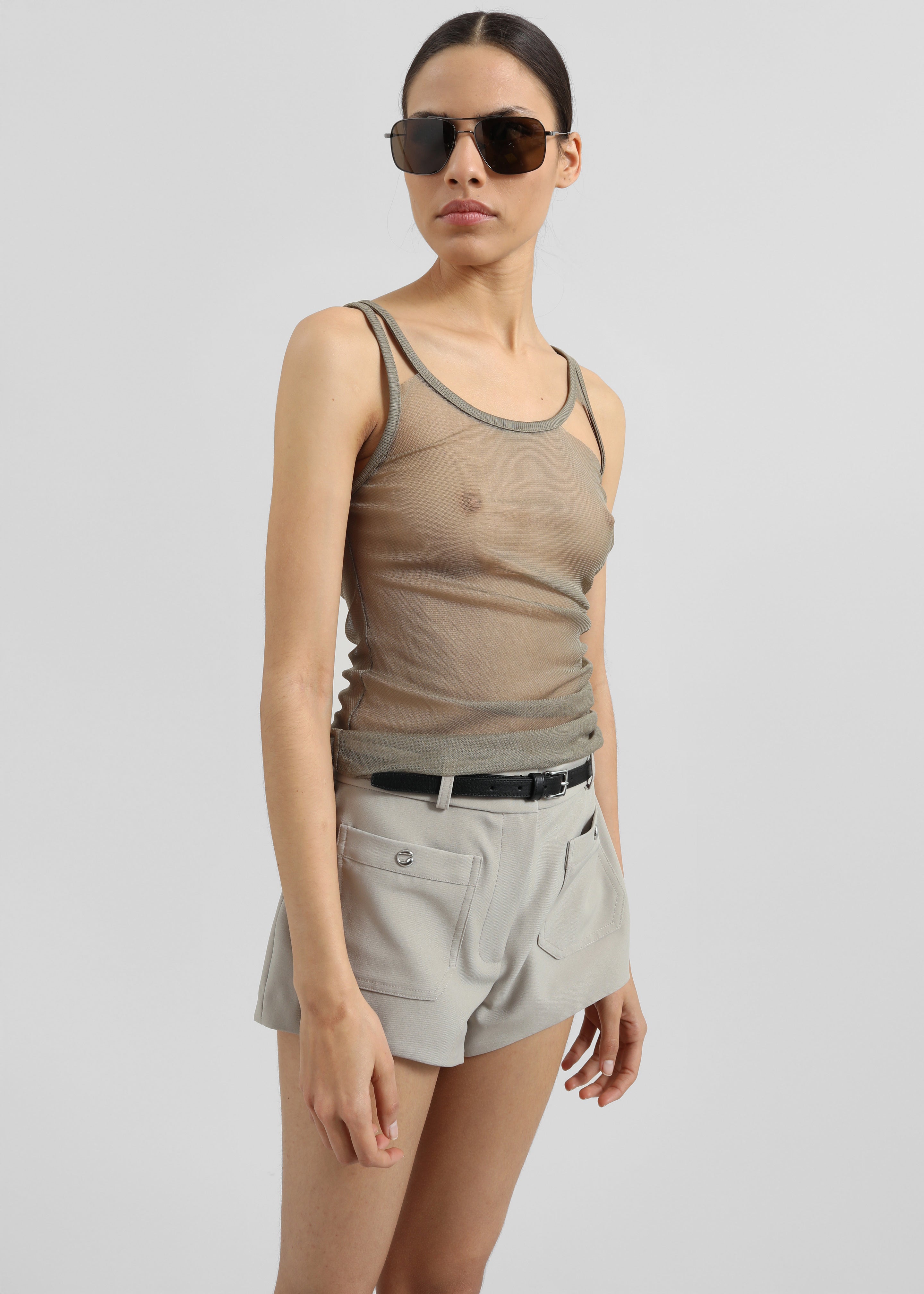 Christopher Esber Vacant Tulle Tank - Eucalypt - 4