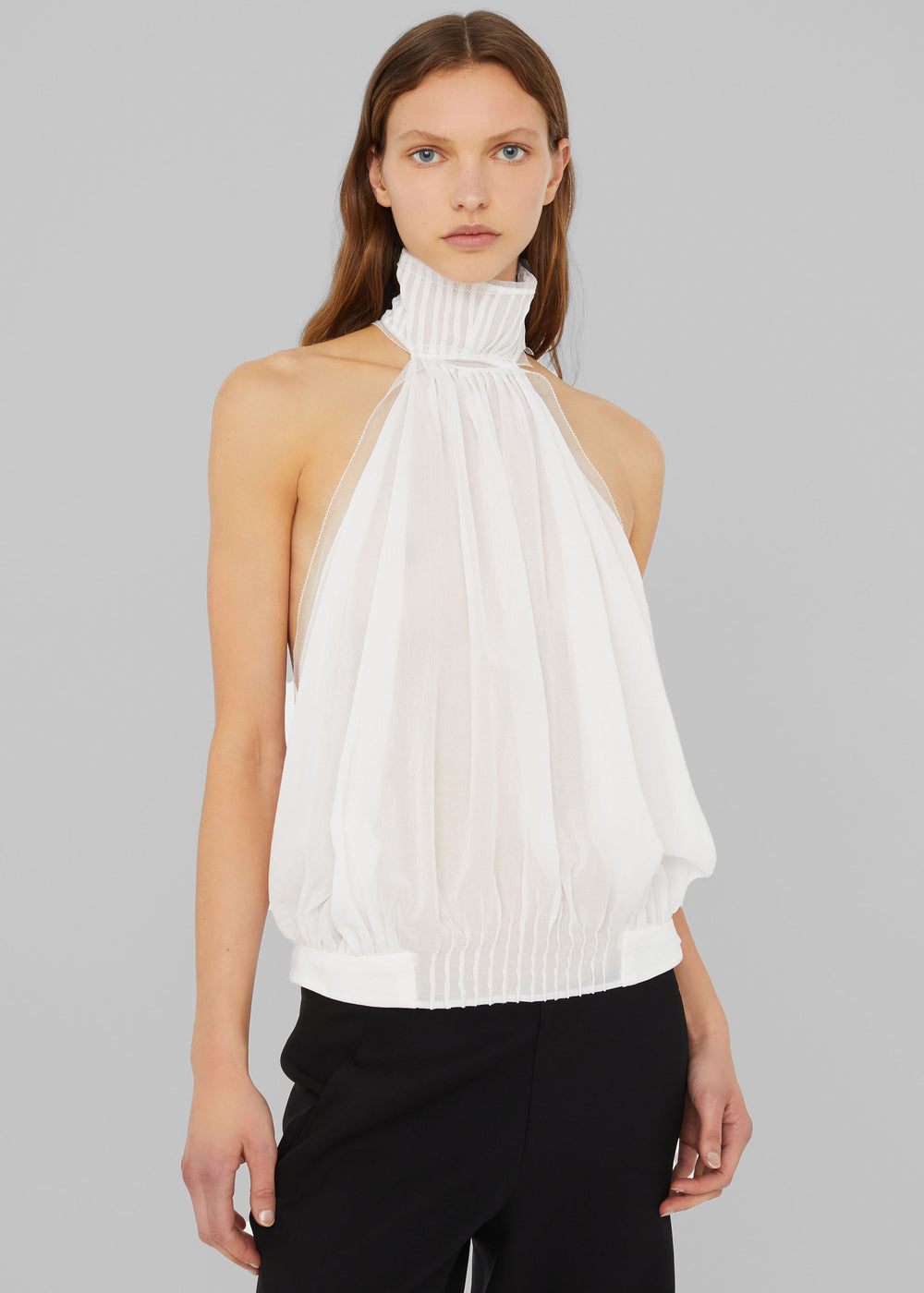 Christopher Esber Vanished Pintucked Halter Top - White