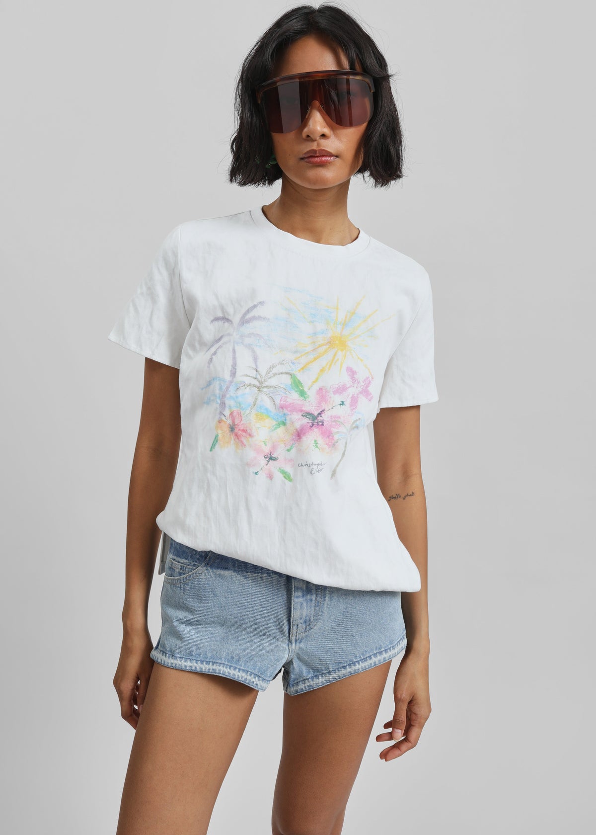 Christopher Esber Hibiscus Crushed Tee - Hibiscus Print - 1