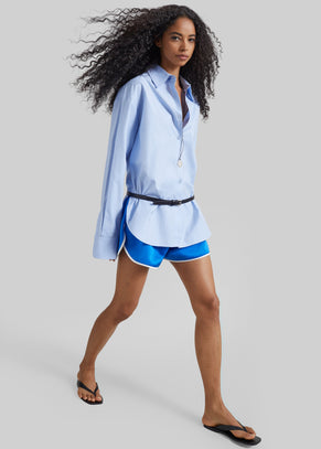 Cielo Satin Mini Boxer Shorts - Blue