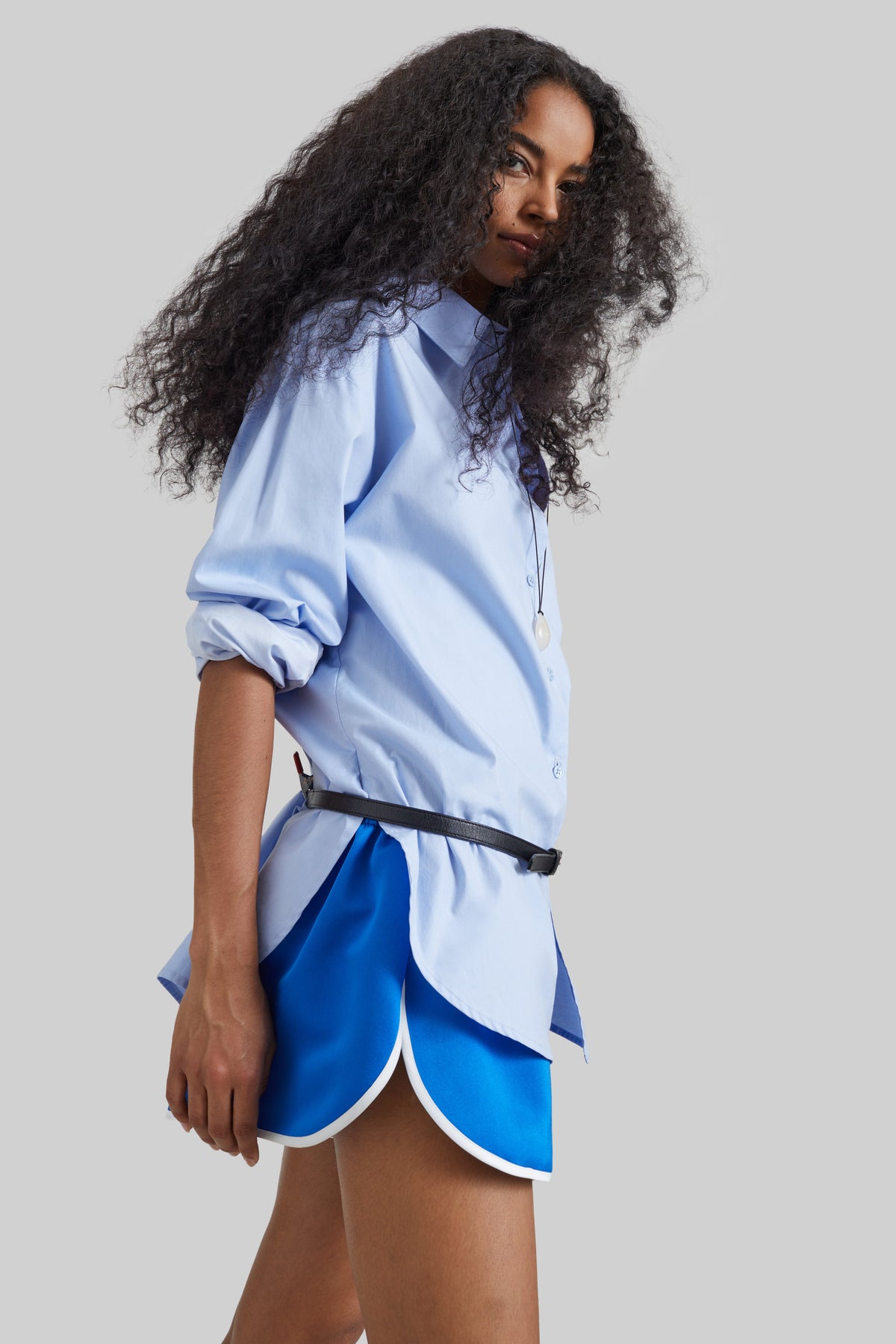 Cielo Satin Mini Boxer Shorts - Blue - 4