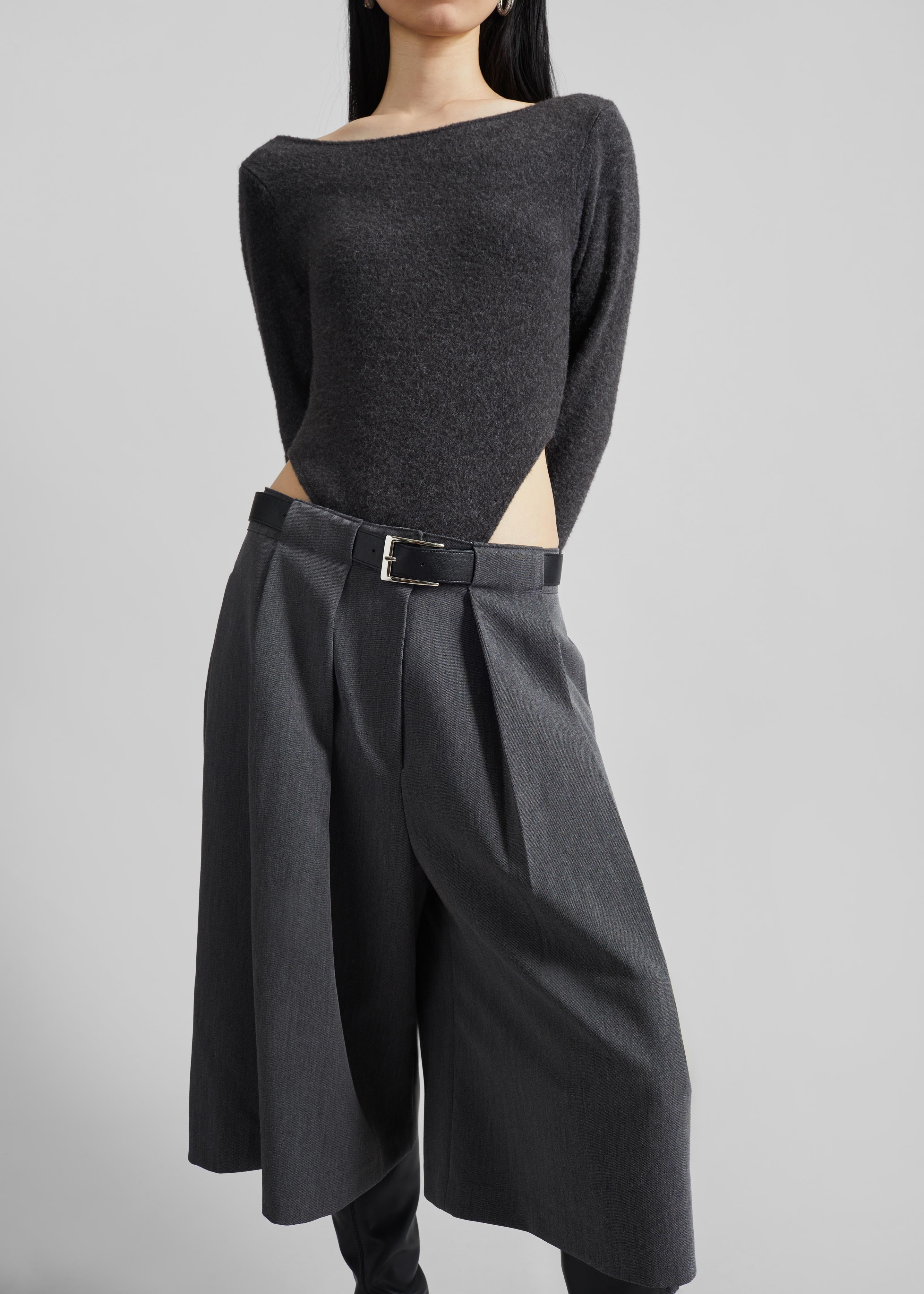 Civray Brushed Knit Bodysuit - Charcoal - 6