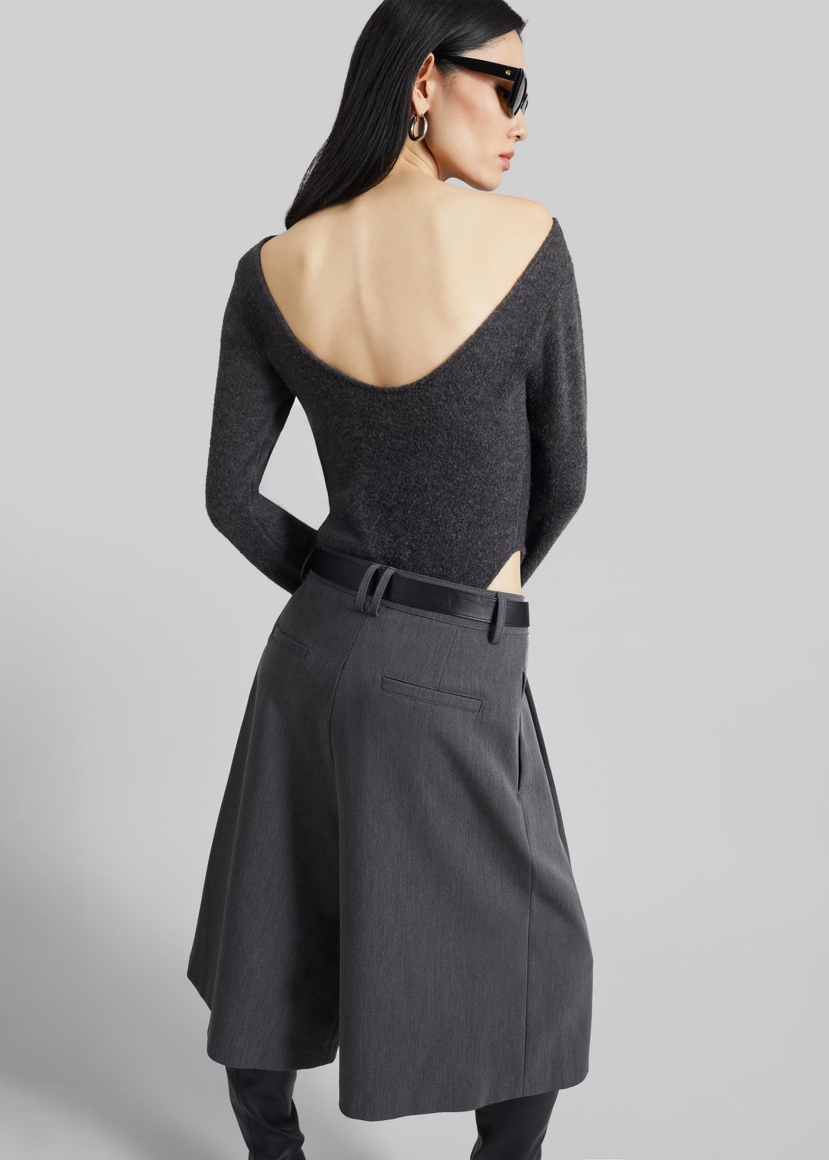 Civray Brushed Knit Bodysuit - Charcoal - 4