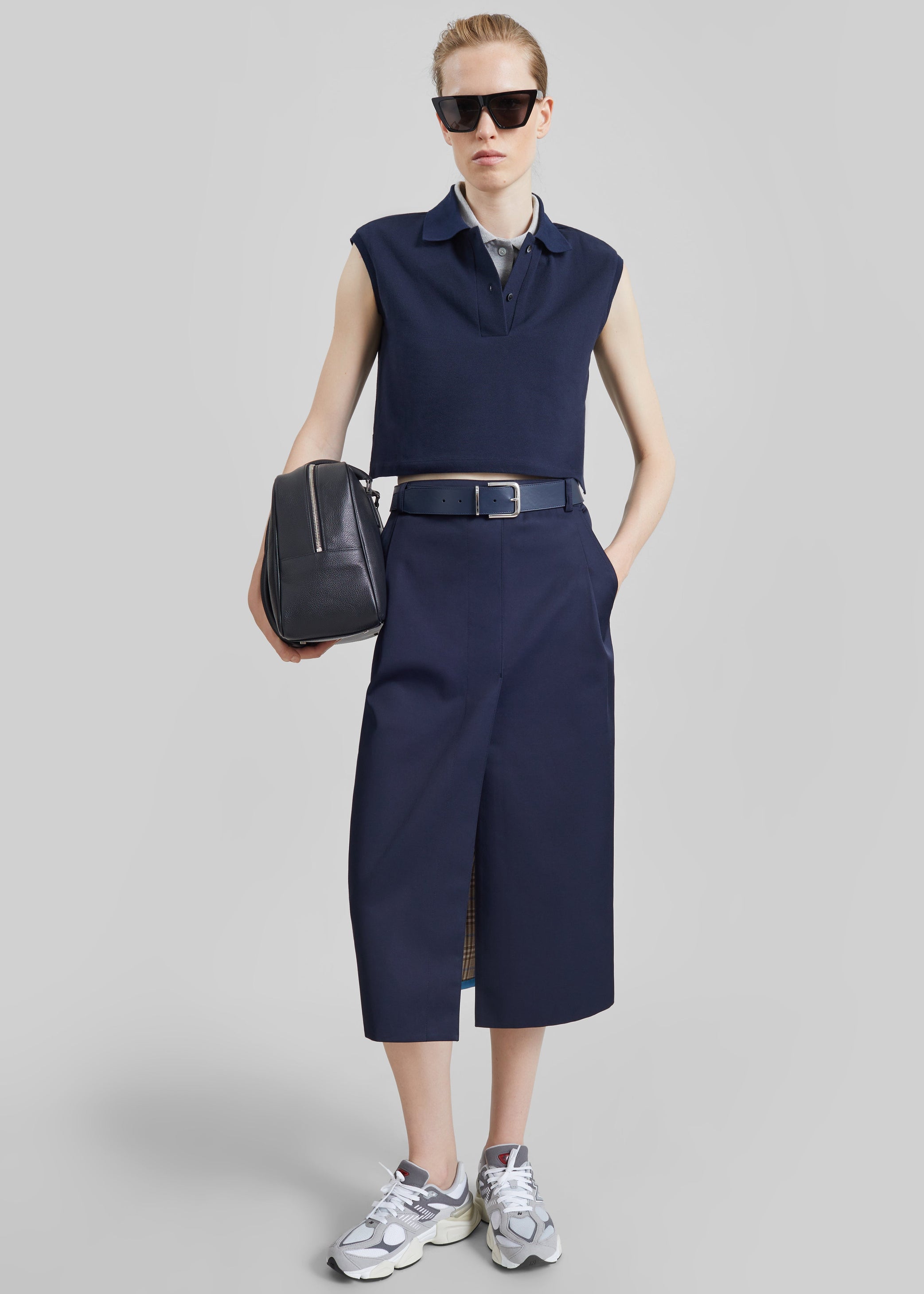 Shop the look image for Claira Cropped Sleeveless Polo Top - Dark Navy
