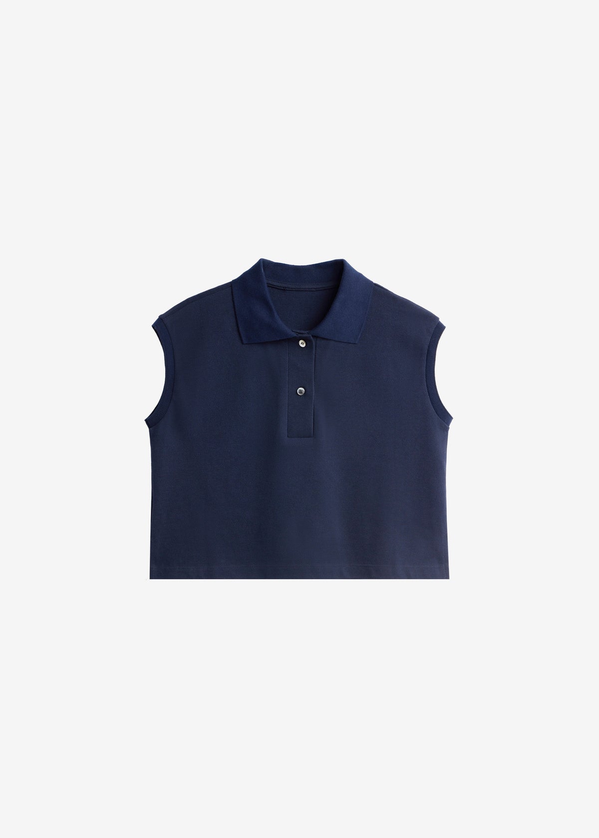 Claira Cropped Sleeveless Polo Top - Dark Navy - 7