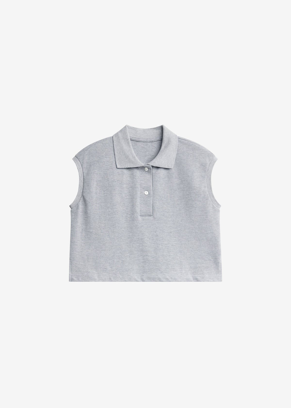 Claira Cropped Sleeveless Polo Top - Light Grey - 8