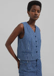 Clare Denim Vest - Blue/White Stripe