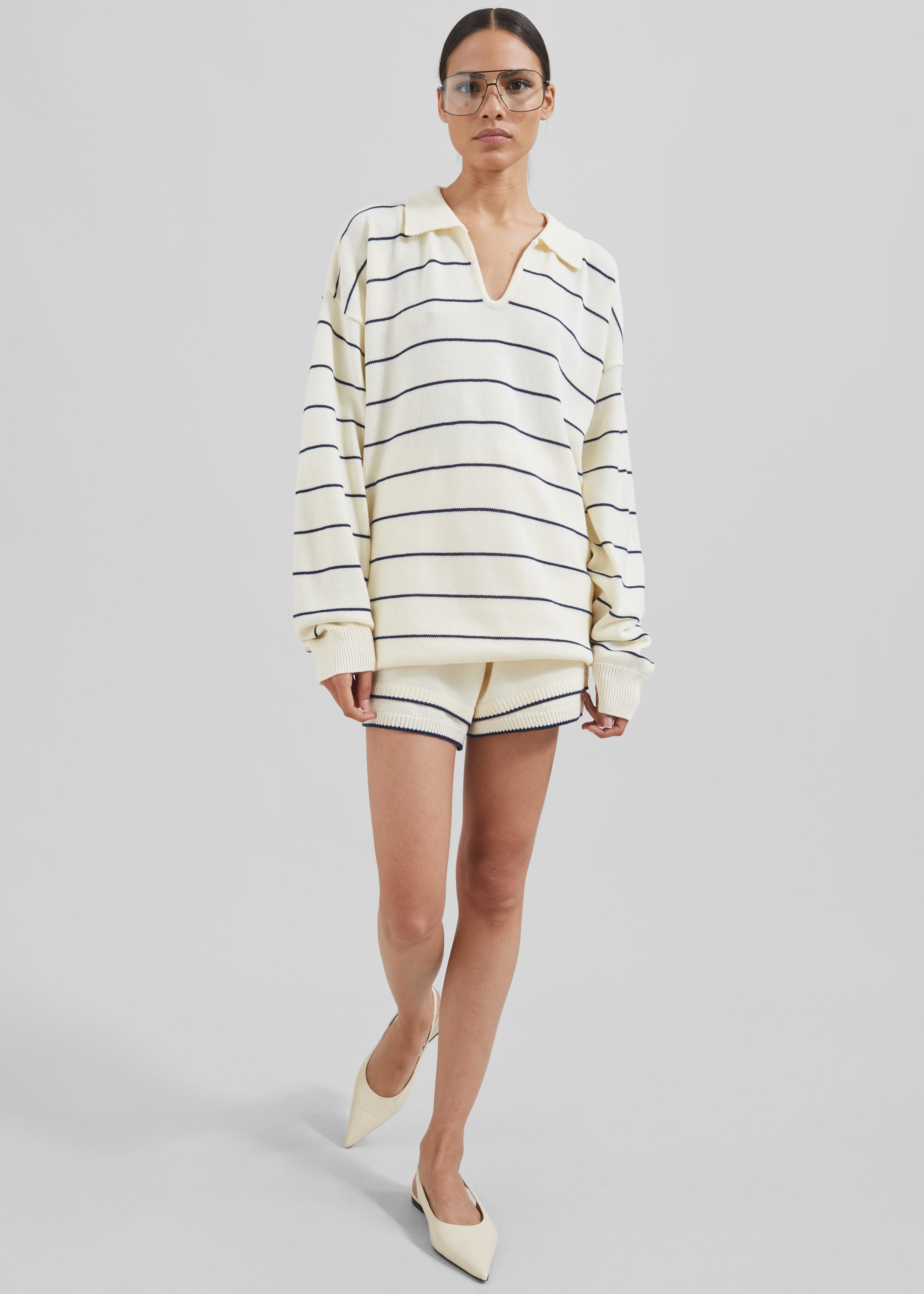 Claudia Knit Shorts - Cream/Navy Stripe - 12