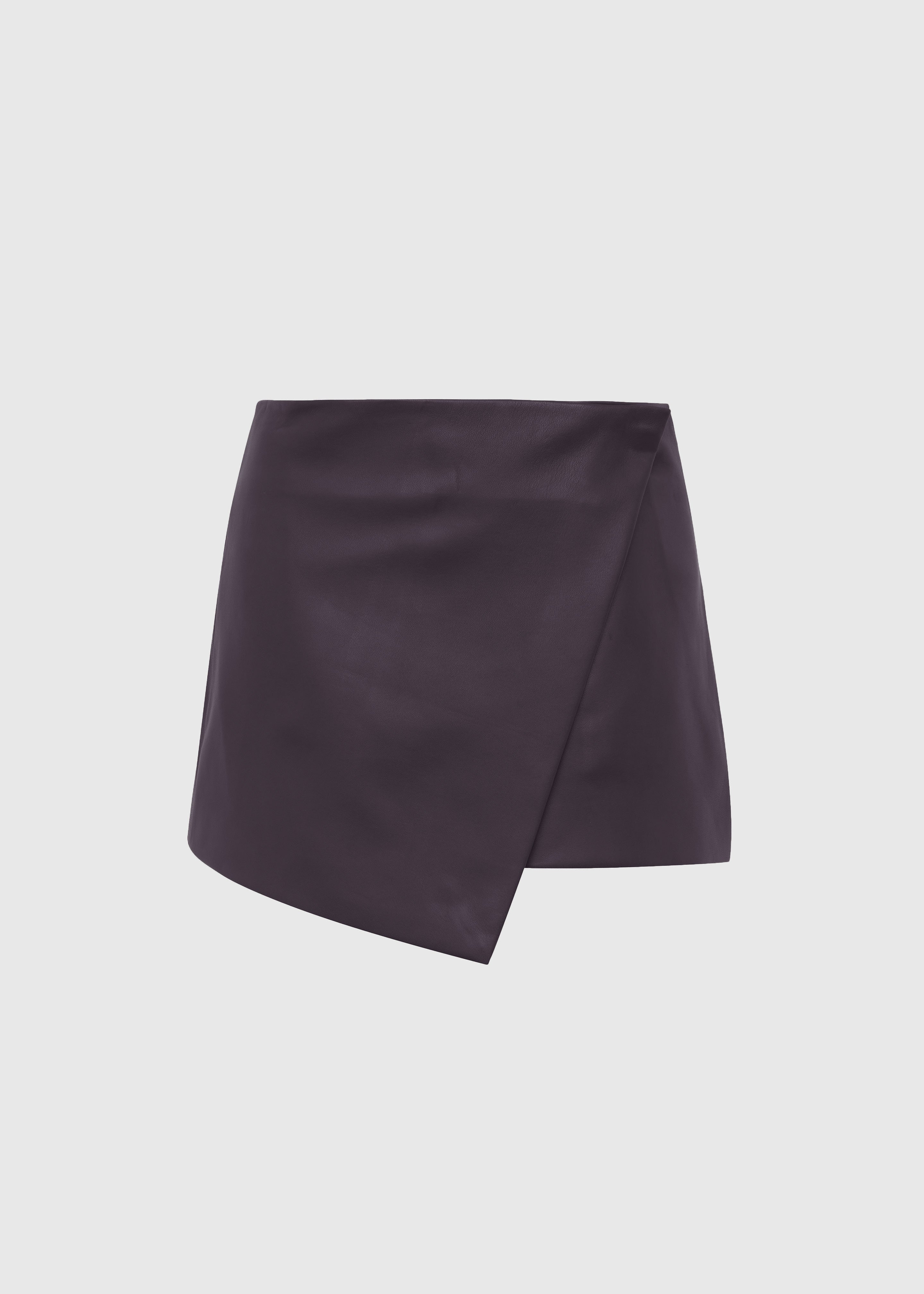 Cleo Leather Mini Wrap Skirt - Dark Plum - 7