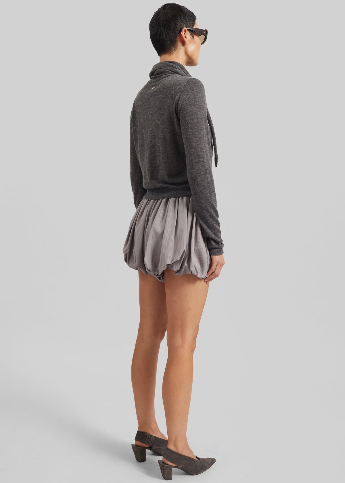 Clervaux Scarf Cardigan - Dark Grey Melange - 5