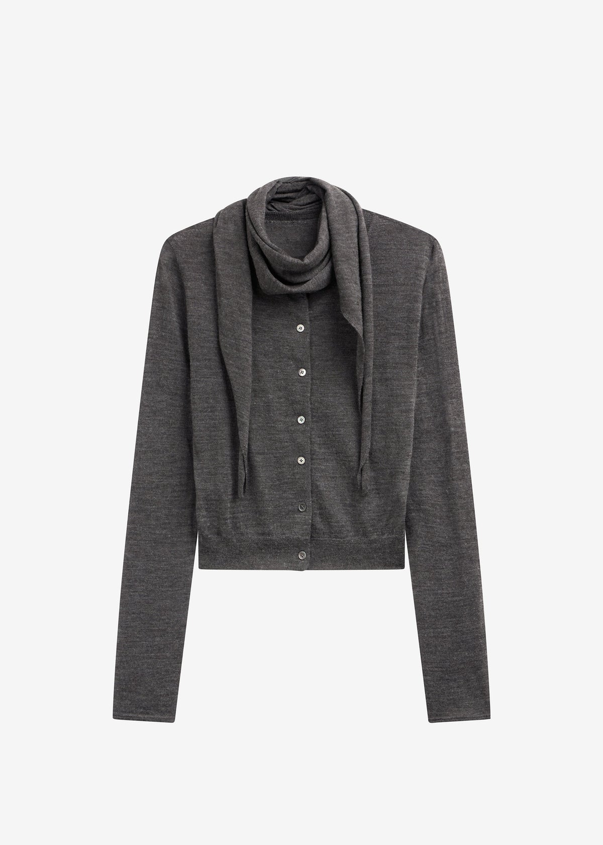 Clervaux Scarf Cardigan - Dark Grey Melange - 6