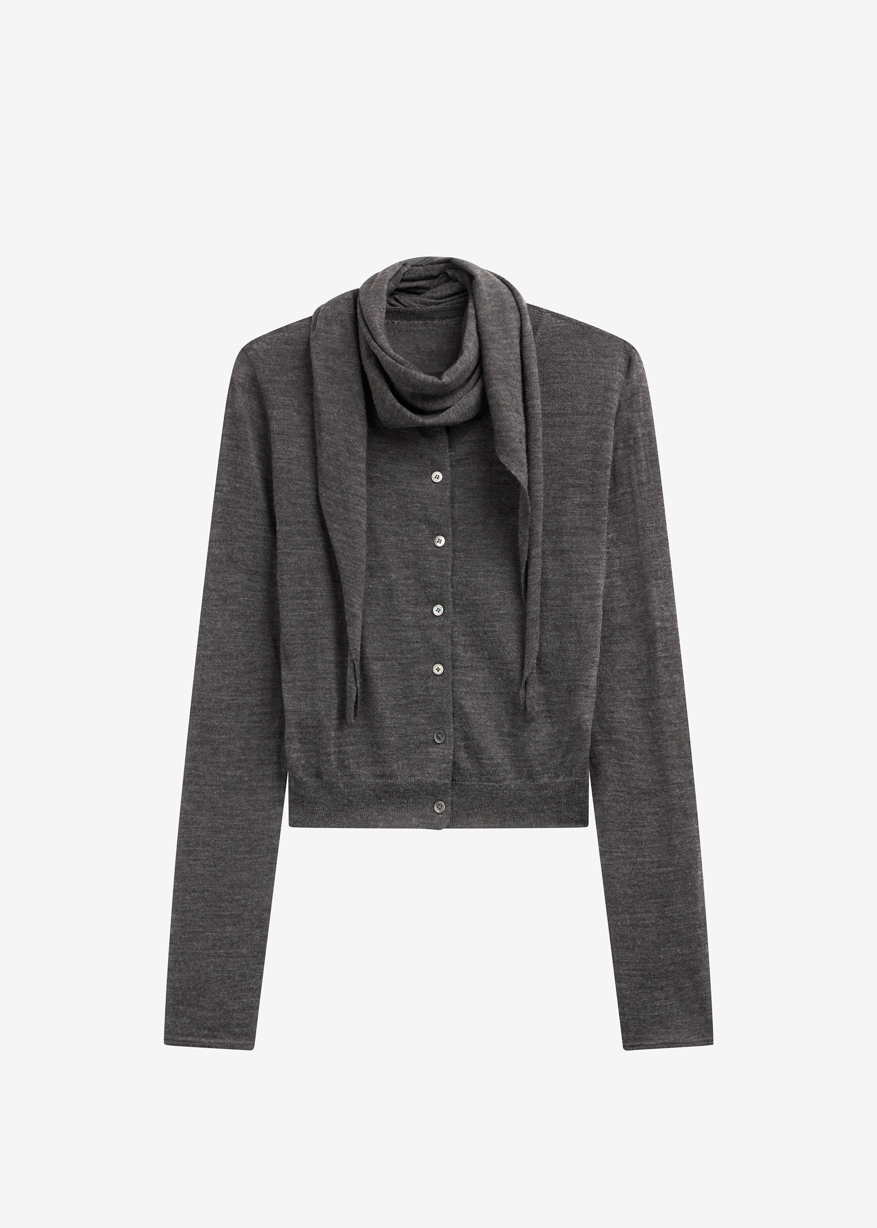 Clervaux Scarf Cardigan - Dark Grey Melange - 6