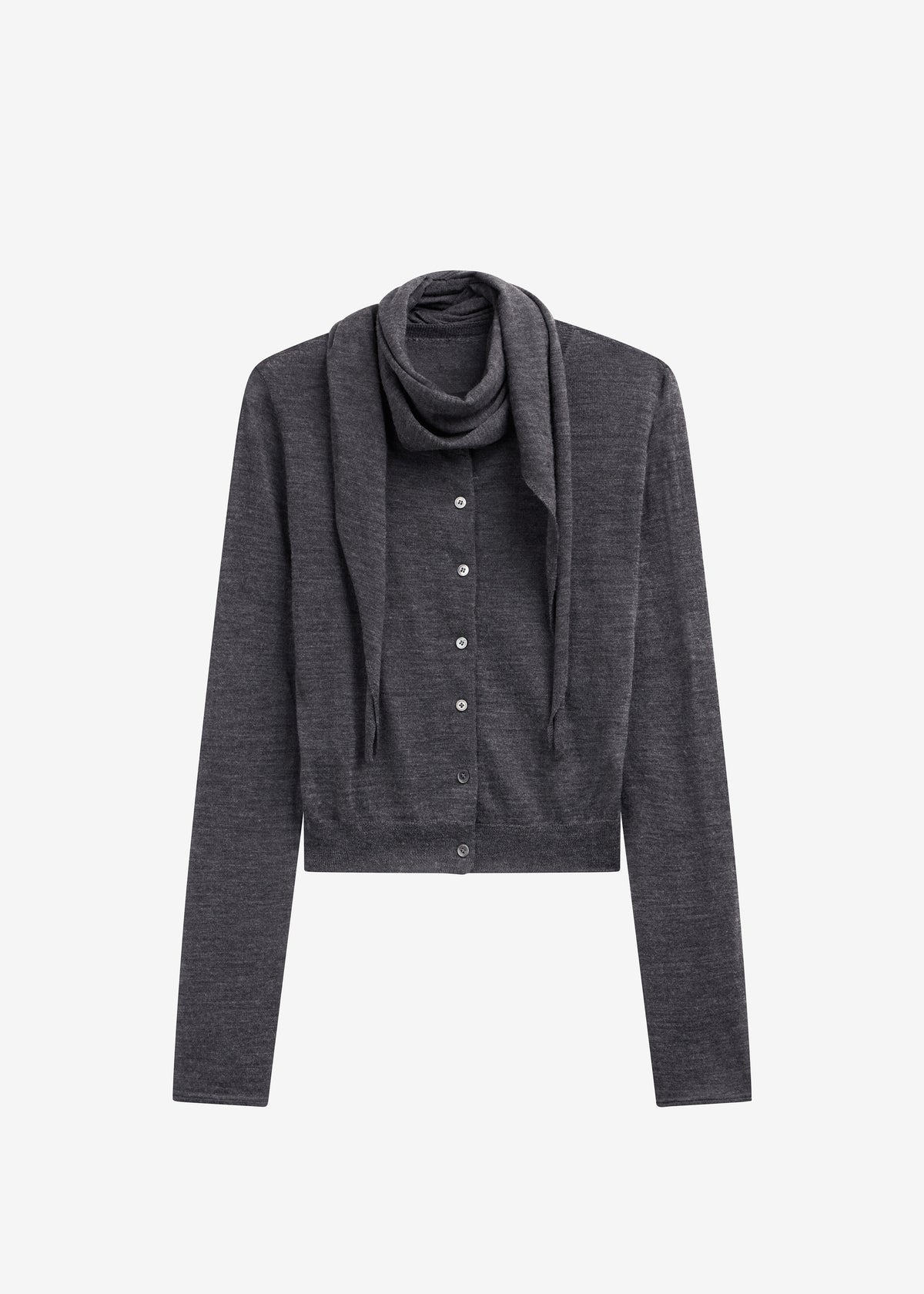 Clervaux Scarf Cardigan - Dark Grey Melange - 11
