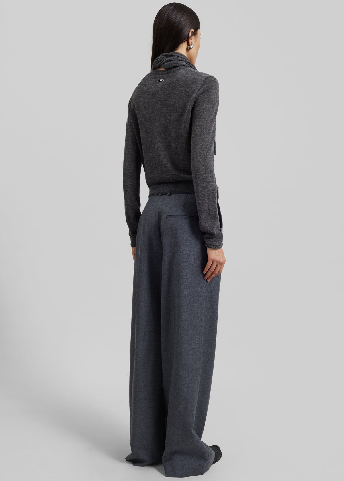 Clervaux Scarf Cardigan - Dark Grey Melange - 9