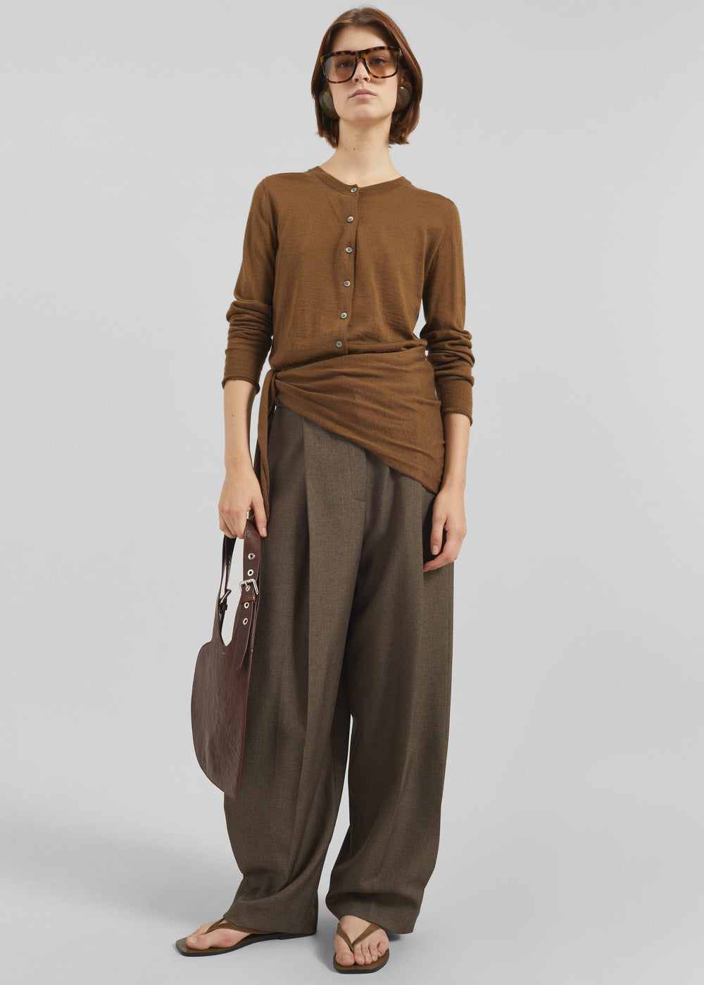 Clervaux Scarf Cardigan - Brown - 1