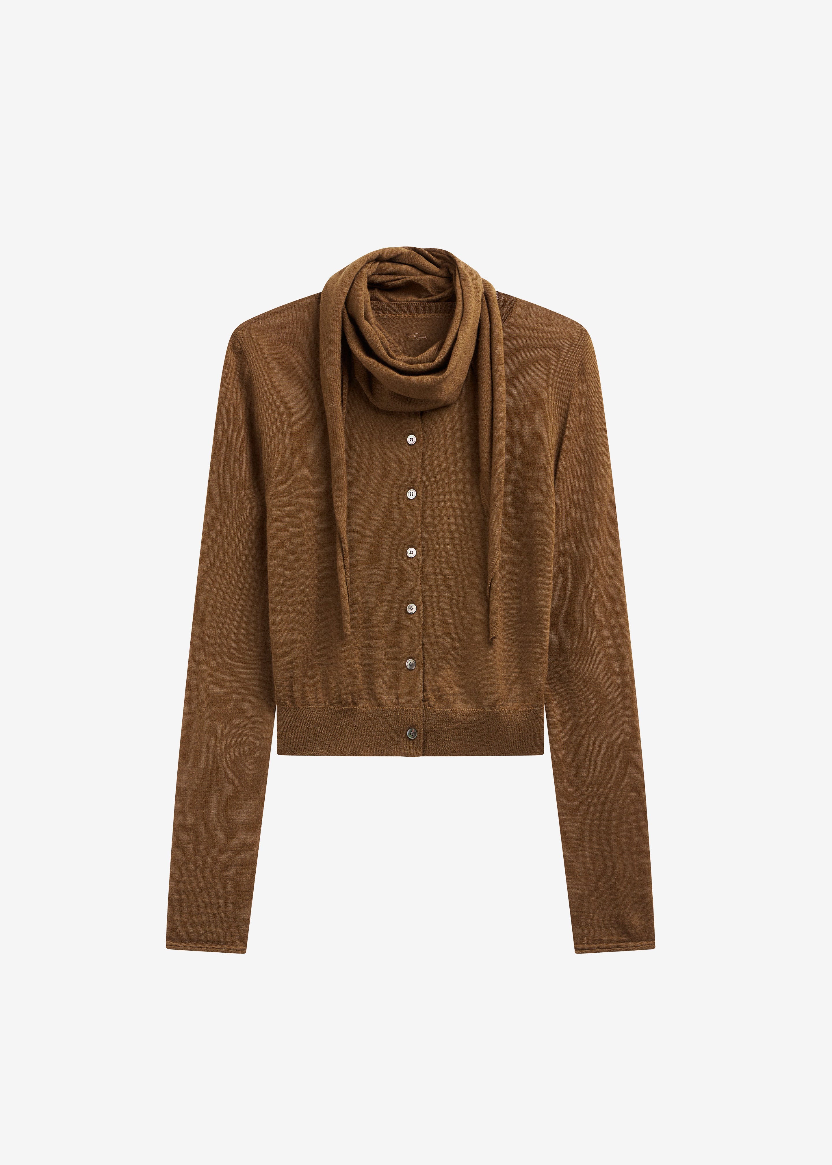 Clervaux Scarf Cardigan - Brown - 8